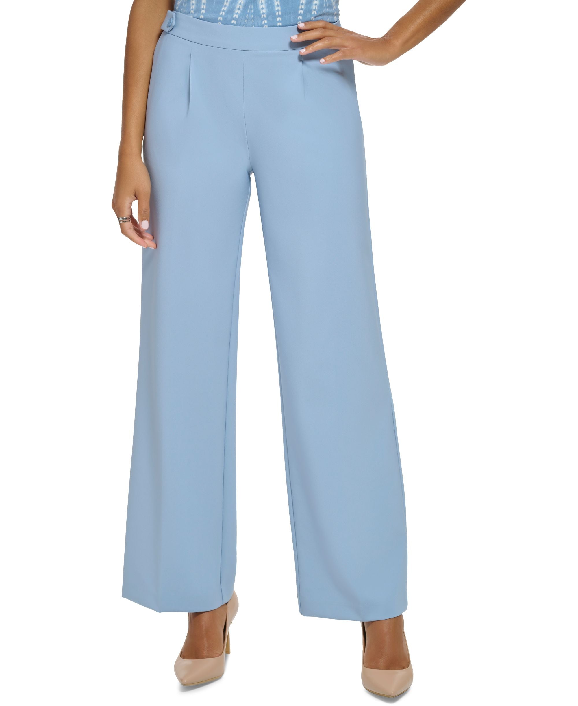 Women's Wide-Leg Button-Tab-Waist Pants