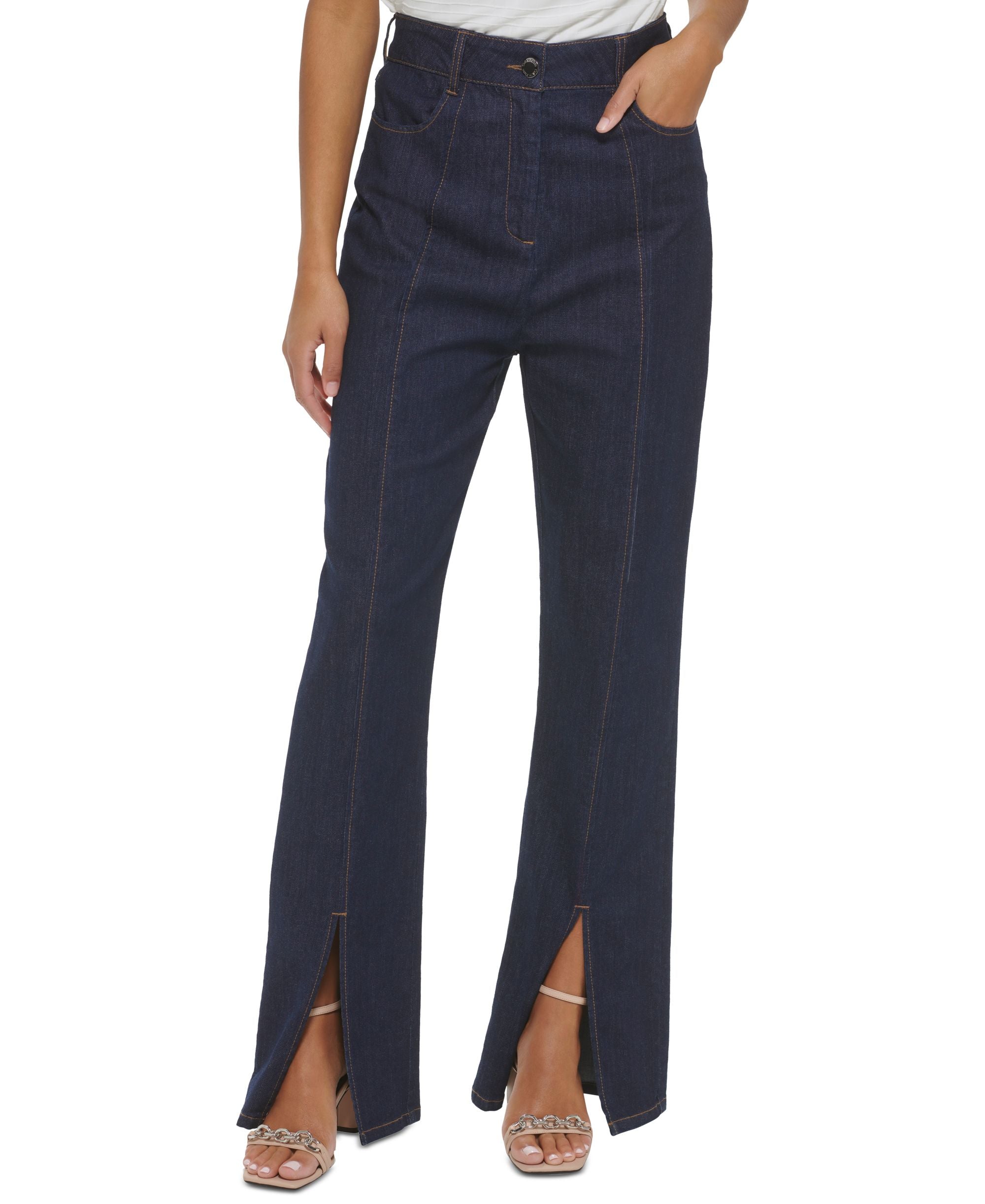 Women's Denim Slit-Hem Pants
