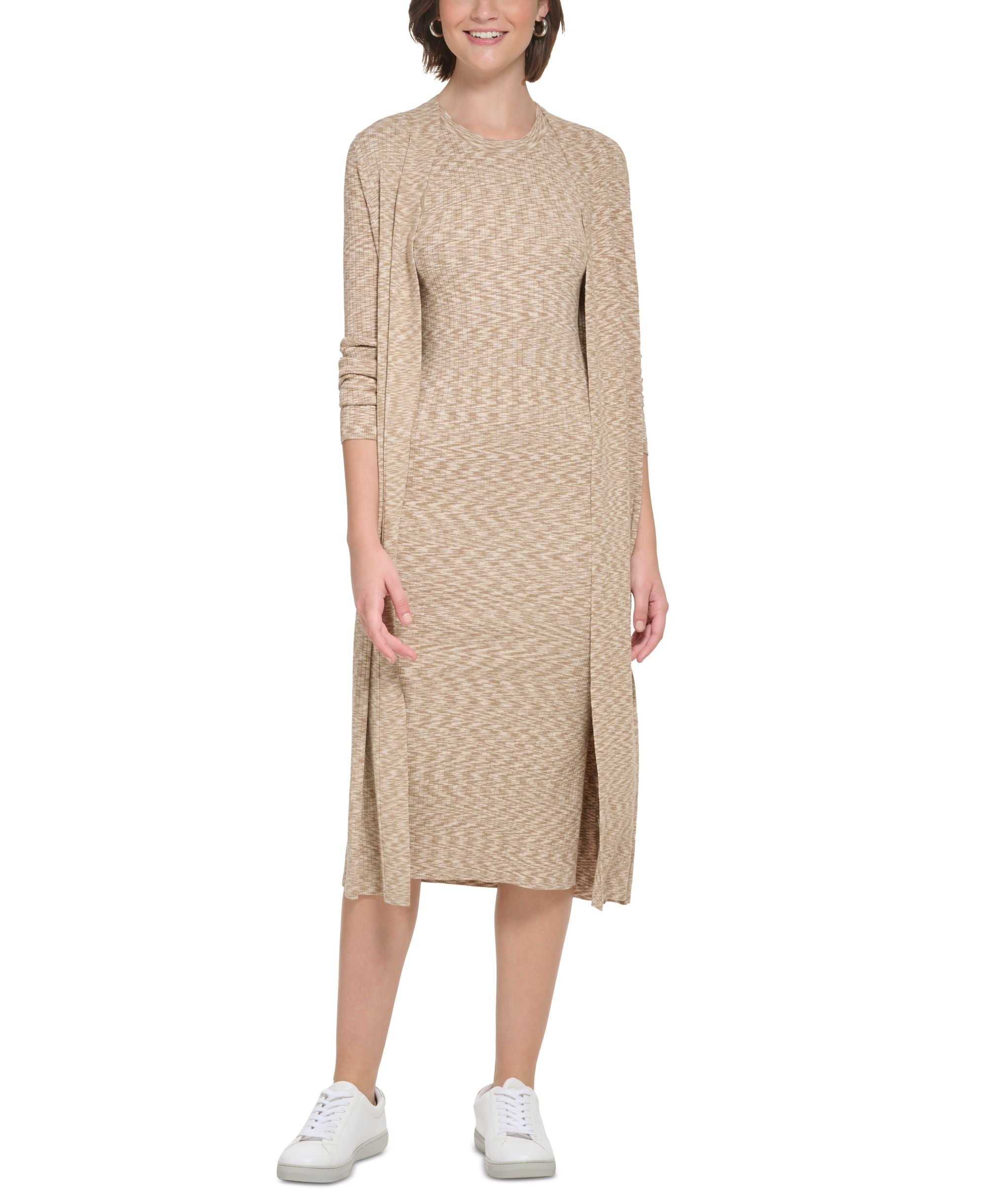Women's Space-Dyed Maxi-Length Cardigan Sweater