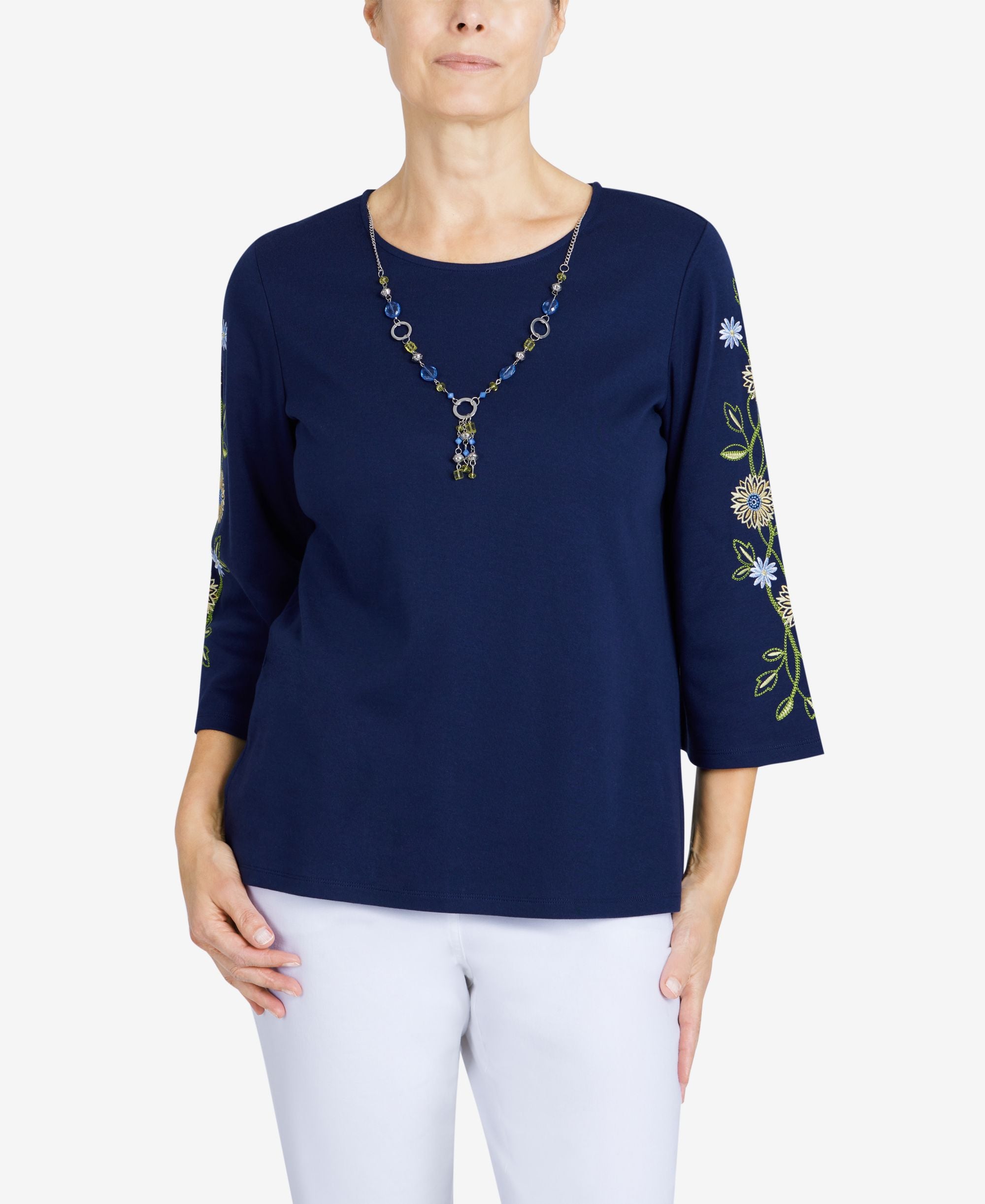 Women's Bright Idea Embroidered Sleeve Everyday Top