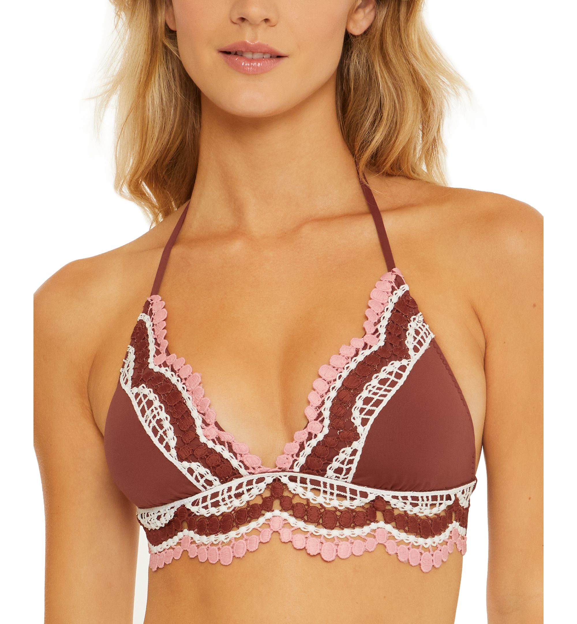 Women's Delilah Scallop-Crochet Halter Swim Top