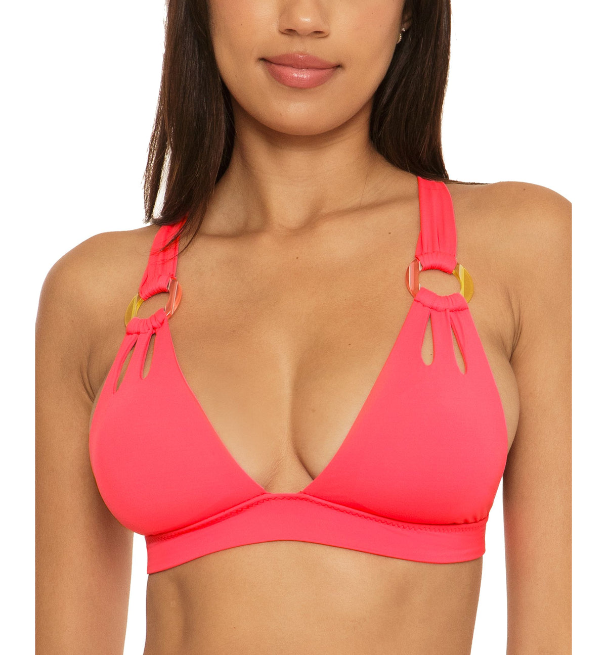 Women's Color Code V-Neck Ring-Strap Bikini Top