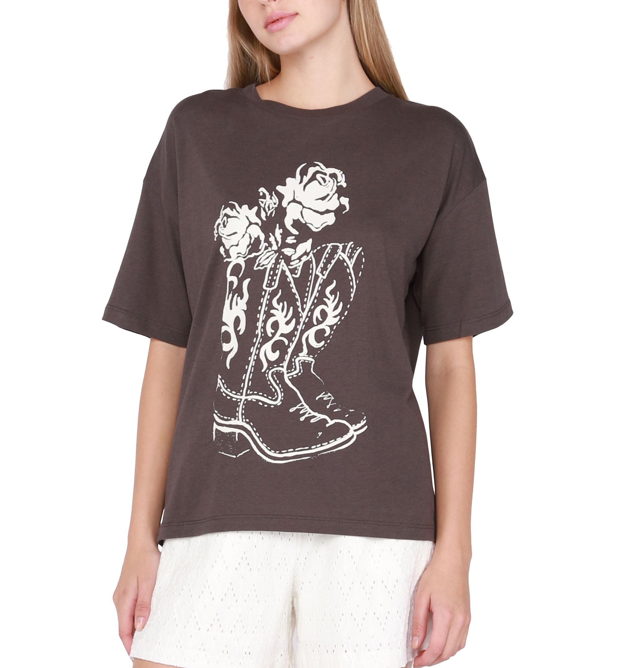 Women's Dropped-Shoulder Graphic T-Shirt