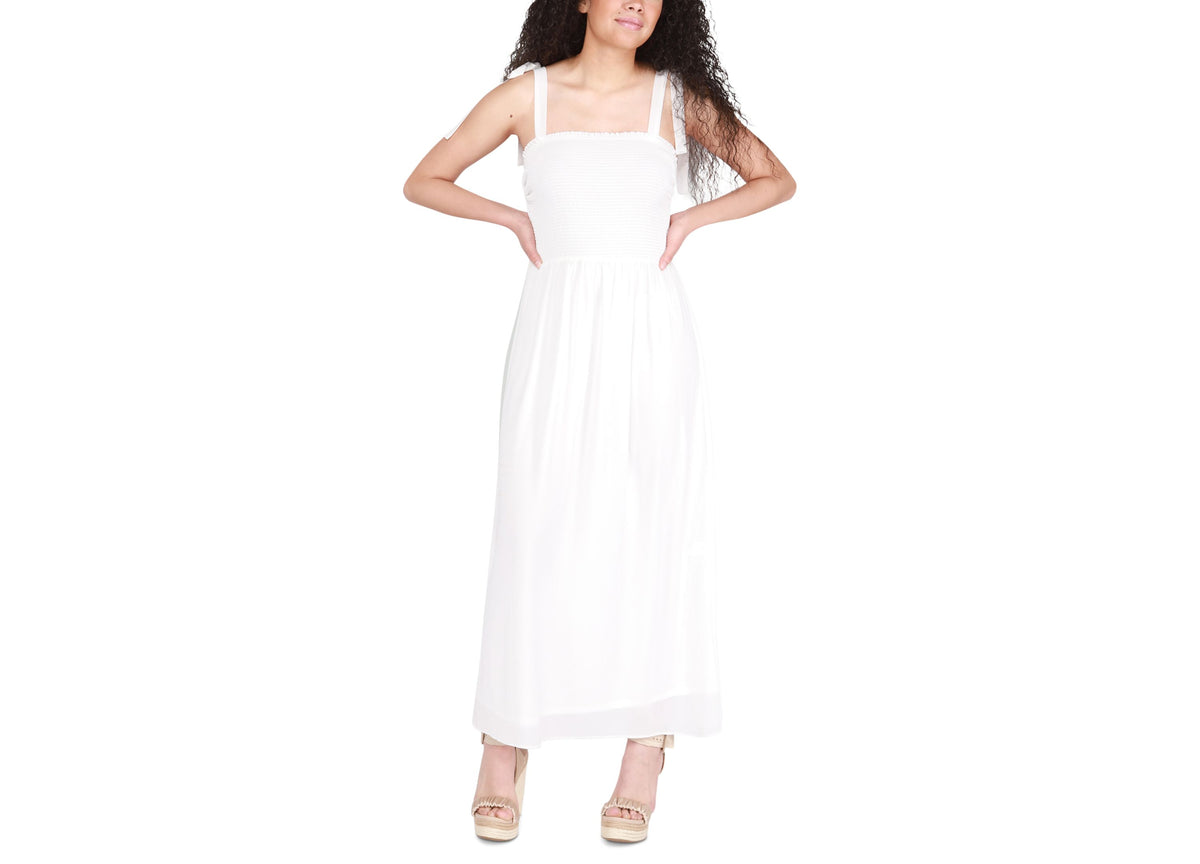 Women's Tied-Strap Smocked Maxi Dress