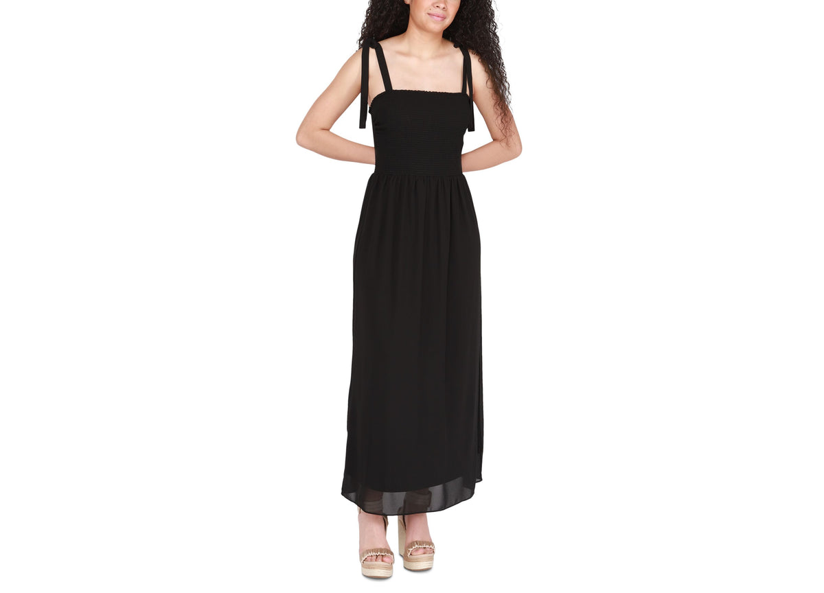 Women's Tied-Strap Smocked Maxi Dress