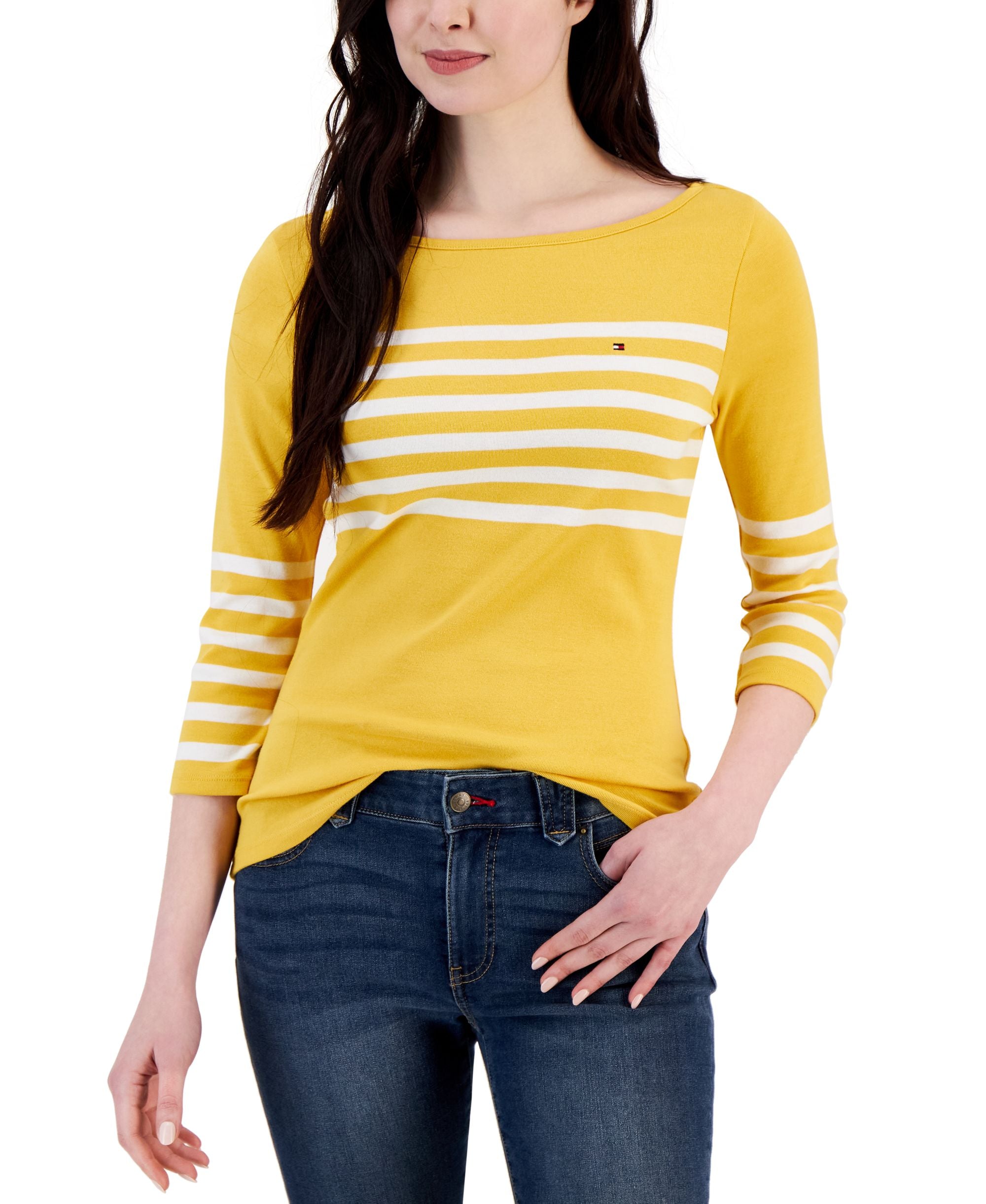 Women's Cotton Boatneck 3/4-Sleeve Top