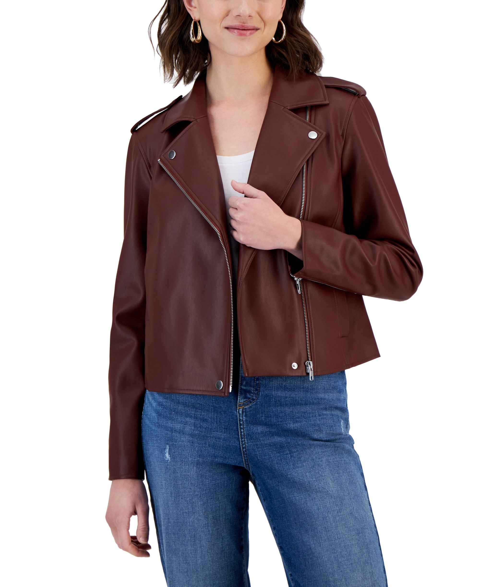 International Concepts Womens Faux Leather Jacket