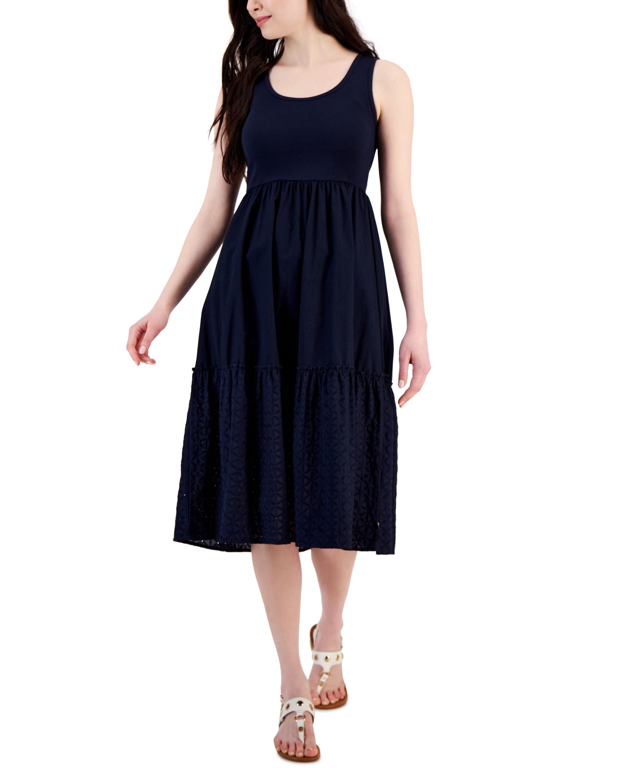 Women's Cotton Sleeveless Tiered Dress