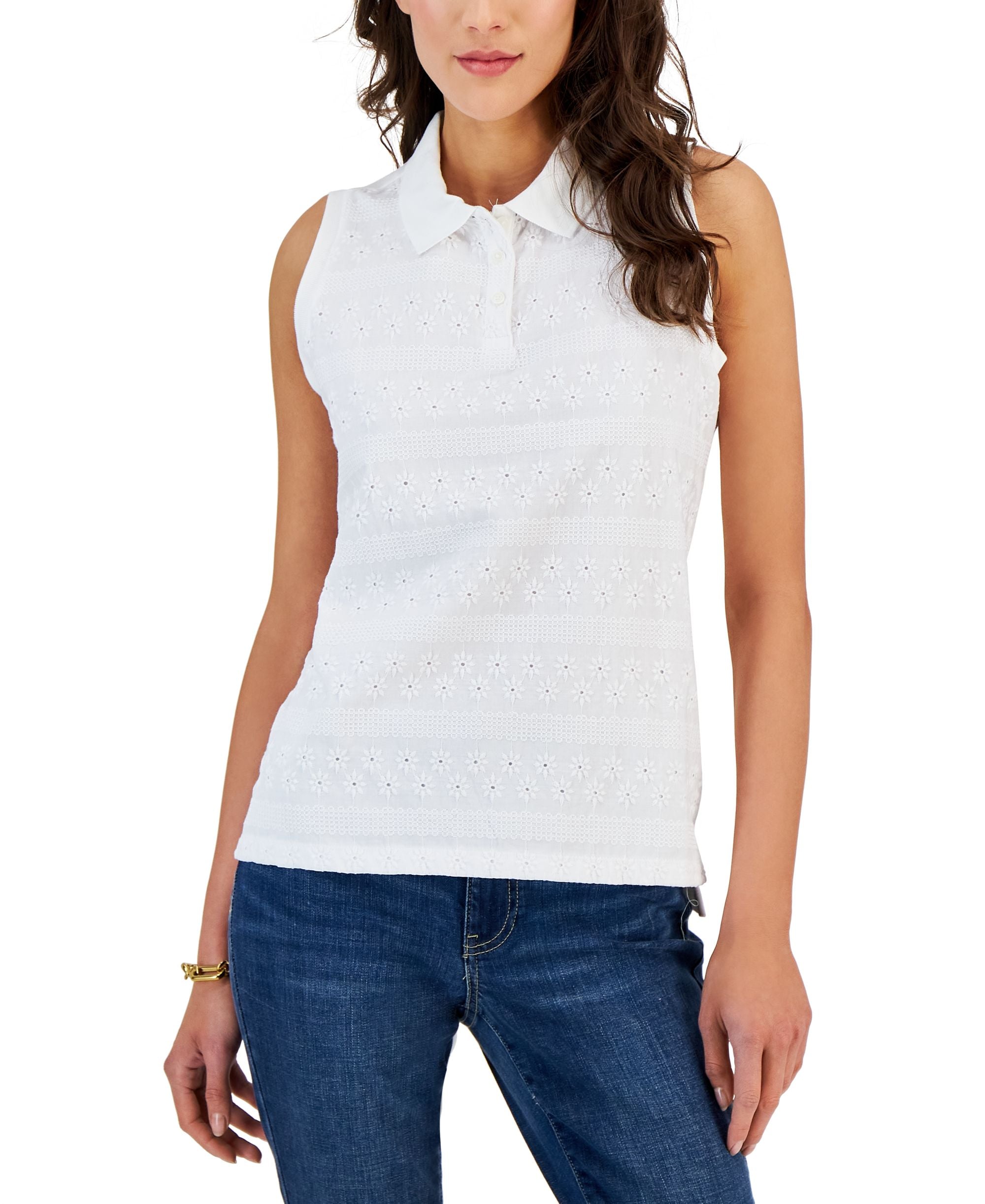 Women's Eyelet Polo Top