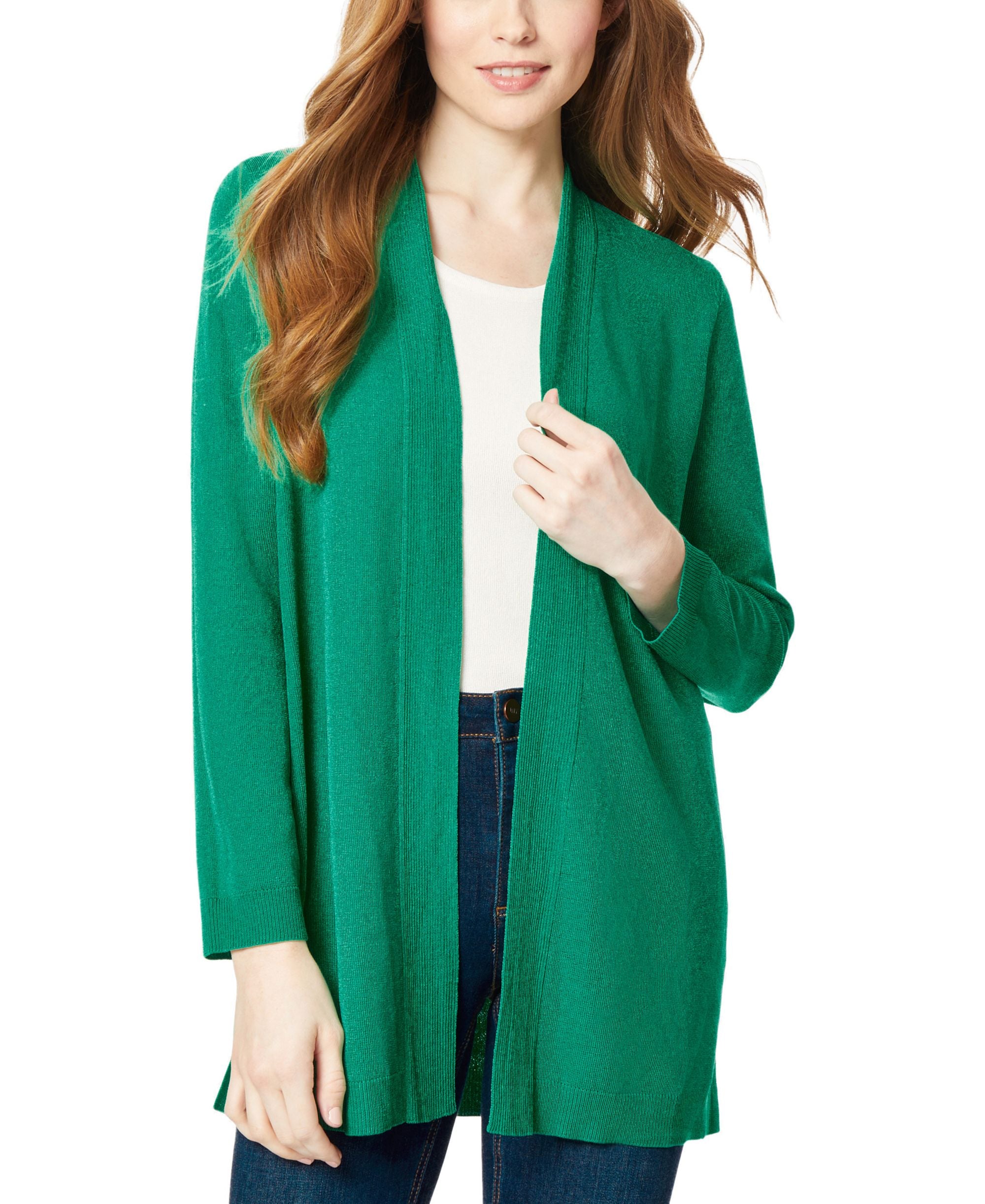 Women's Open Front Cardigan with Novelty Placket Sweater