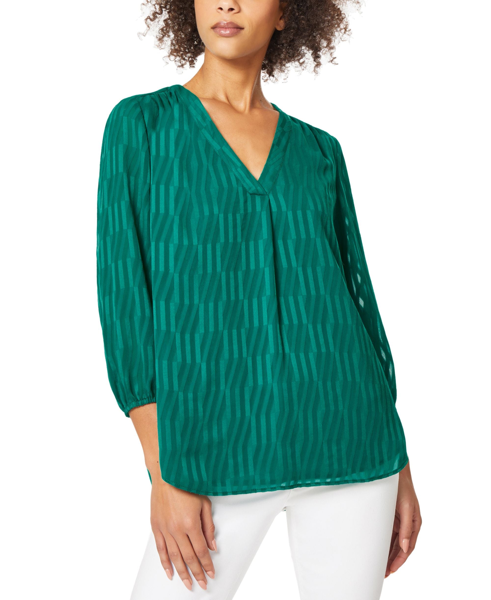 Women's 3/4-Sleeve V-Neck Chiffon Tunic