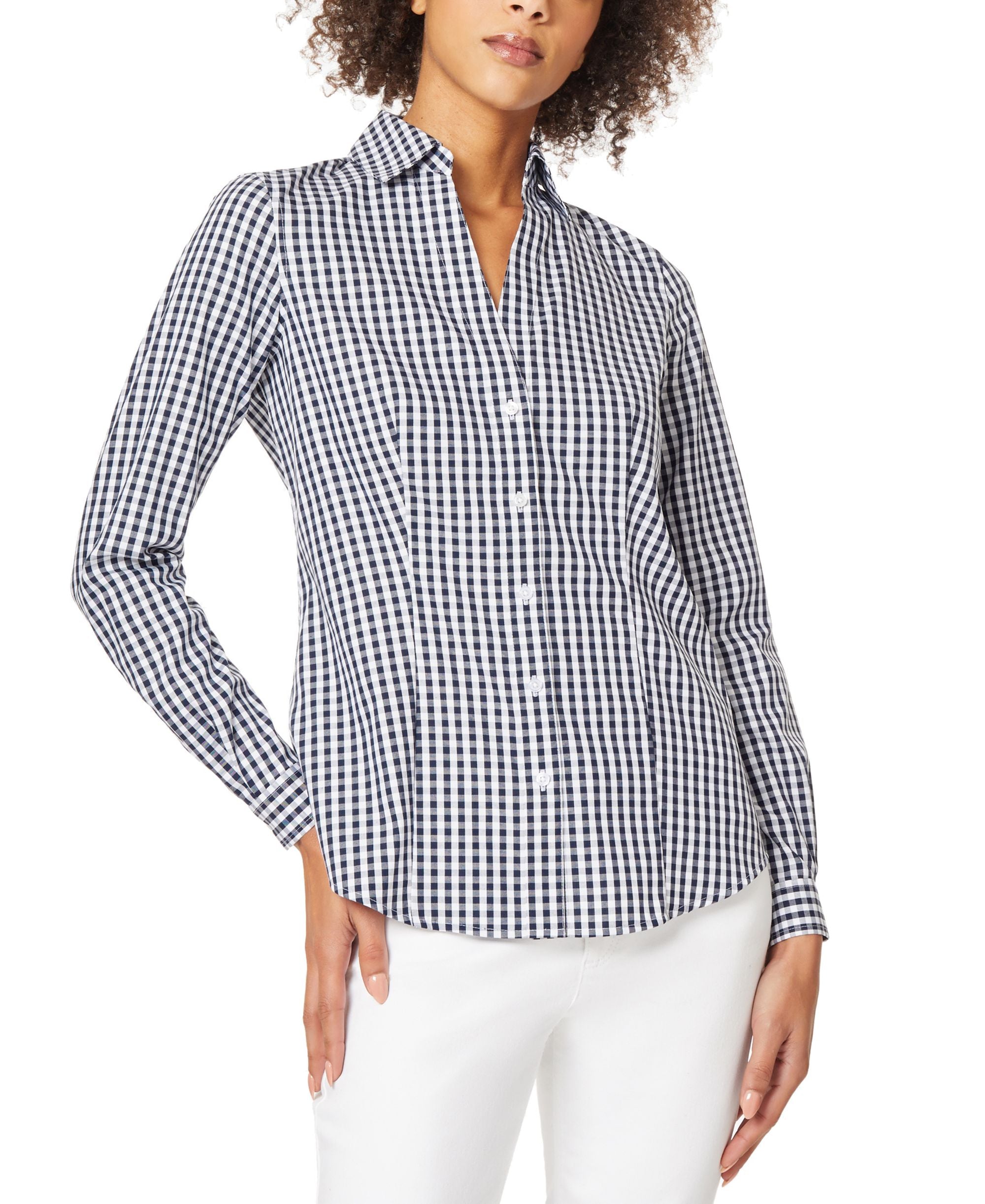 Women�s Cotton Gingham Easy Care Collared Shirt