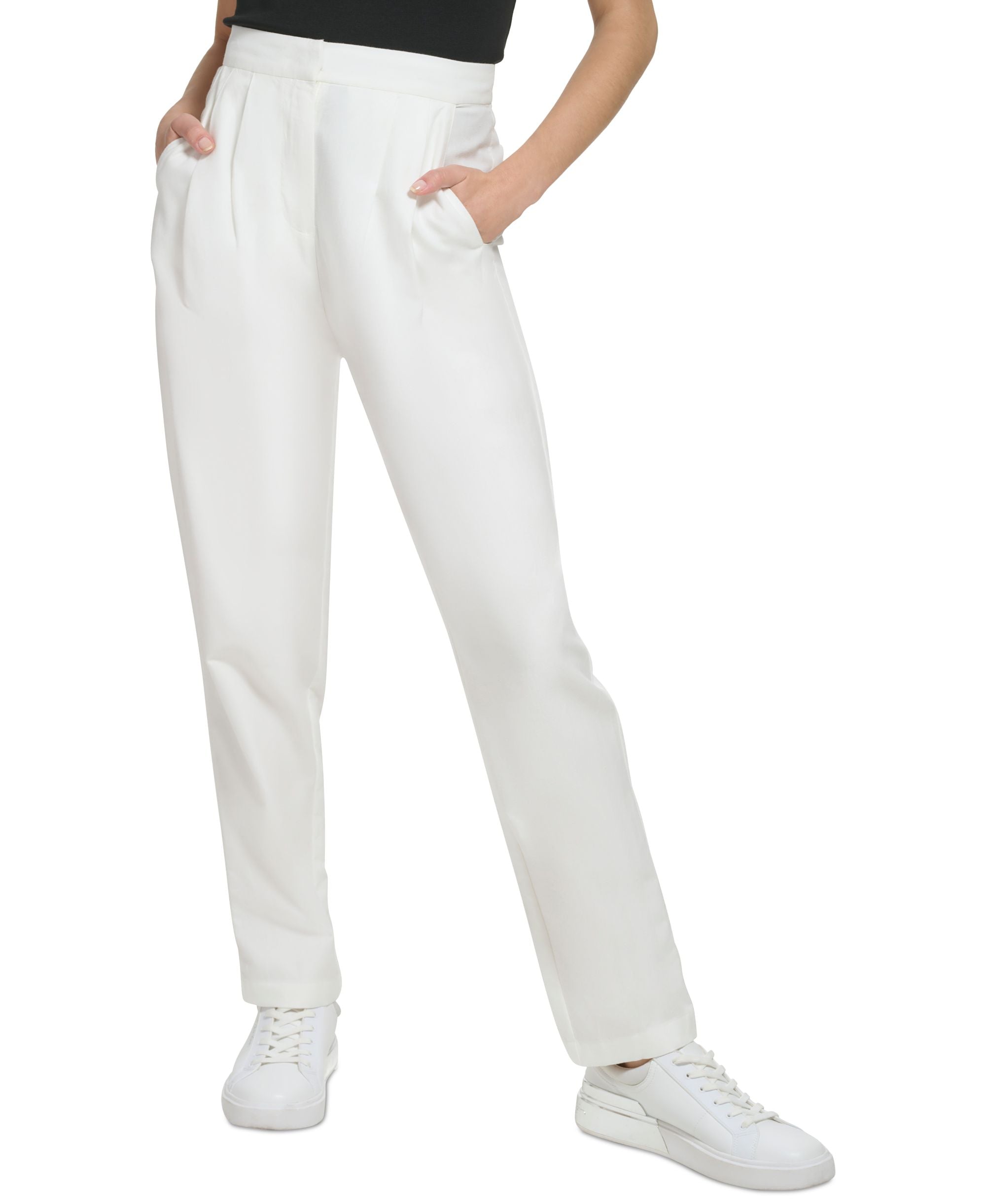 Women's High-Rise Pleated-Front Pants
