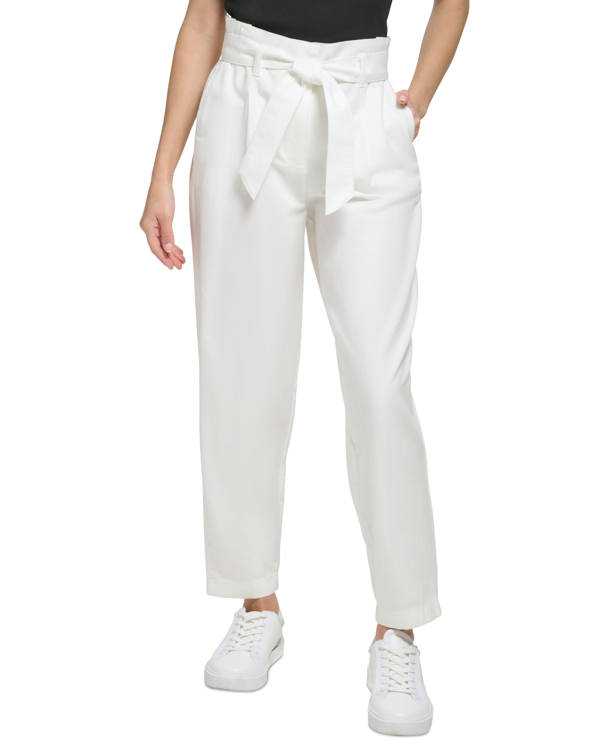 Women's Paperbag-Waist Belted Pants