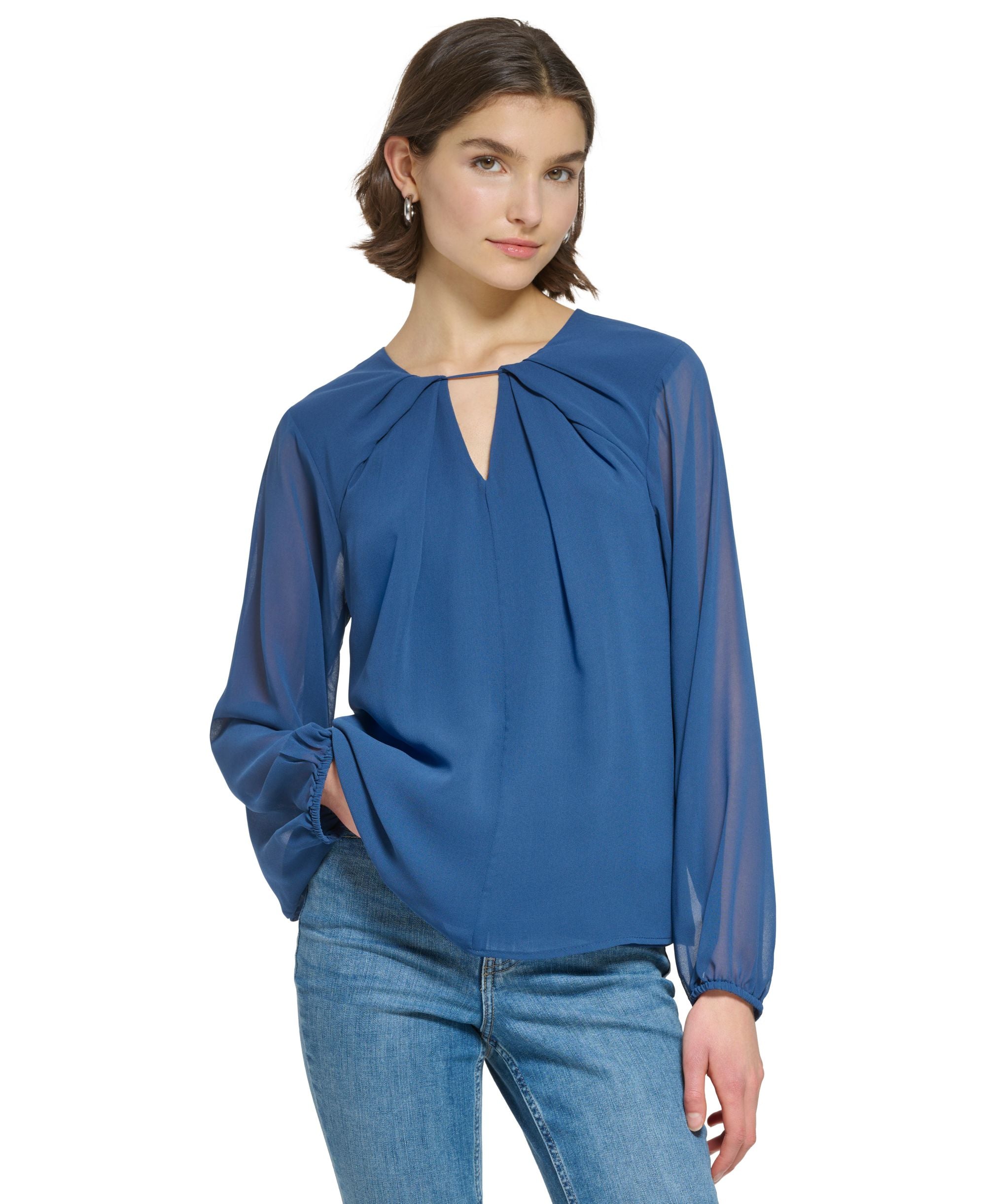 Women's Keyhole-Neck Blouse