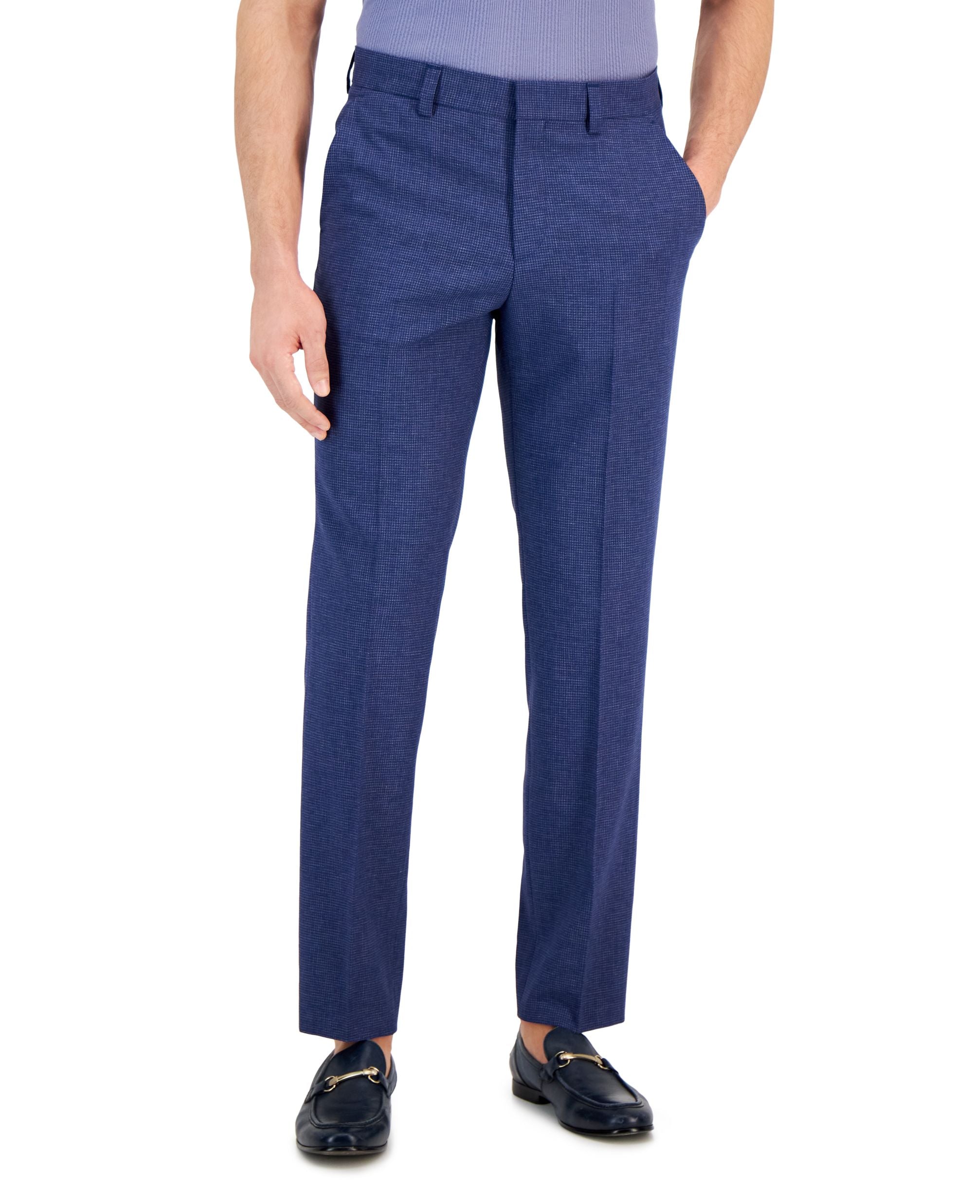 Men's Modern-Fit Micro-Grid Superflex Suit Pants