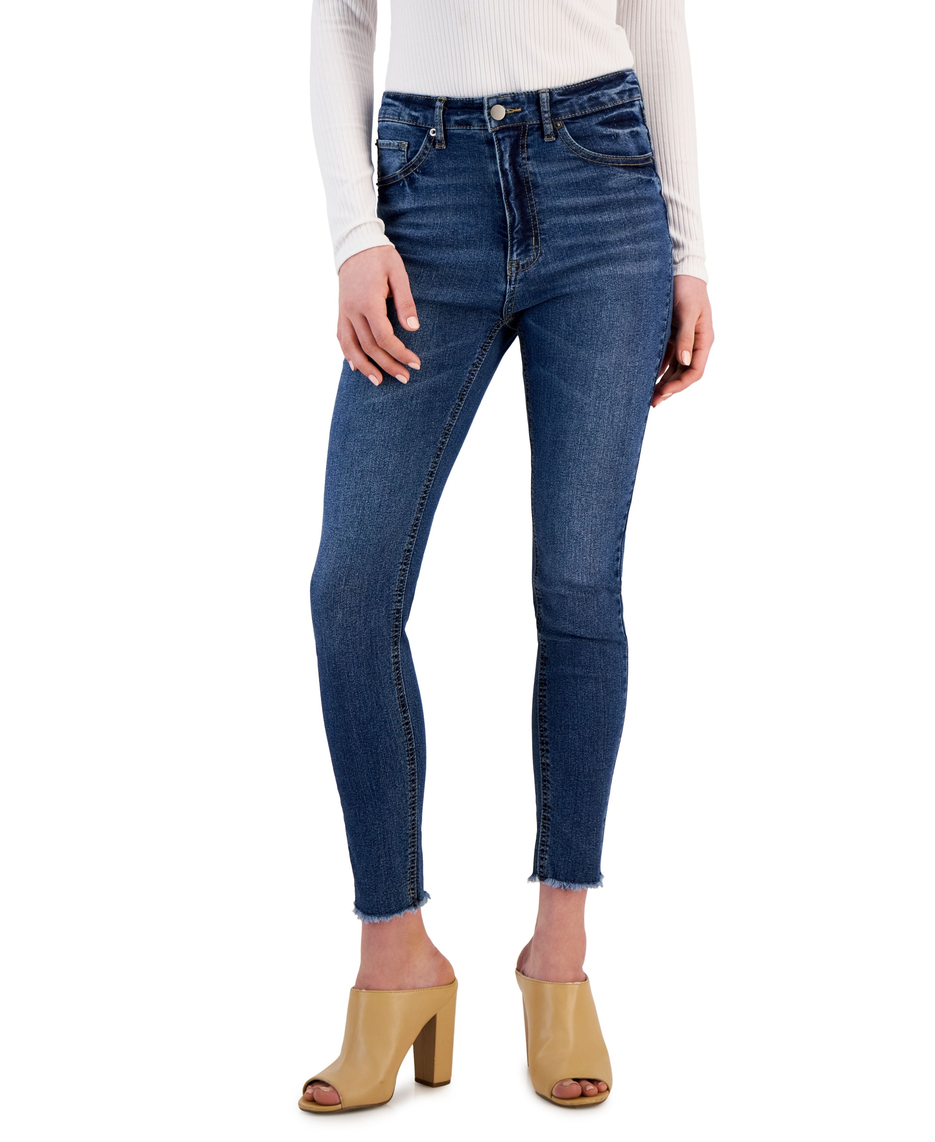Women's Cut-Hem Mid-Rise Skinny Denim Jeans