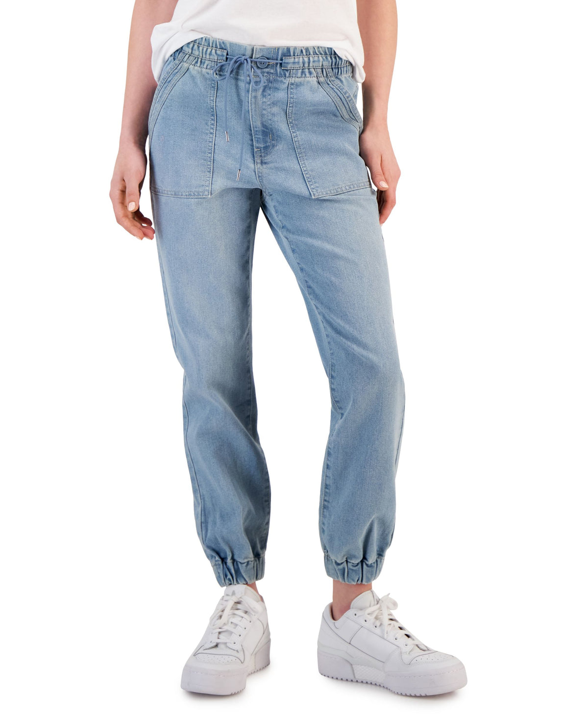Women's Elastic-Cuff Pull-On Denim Jogger Pants