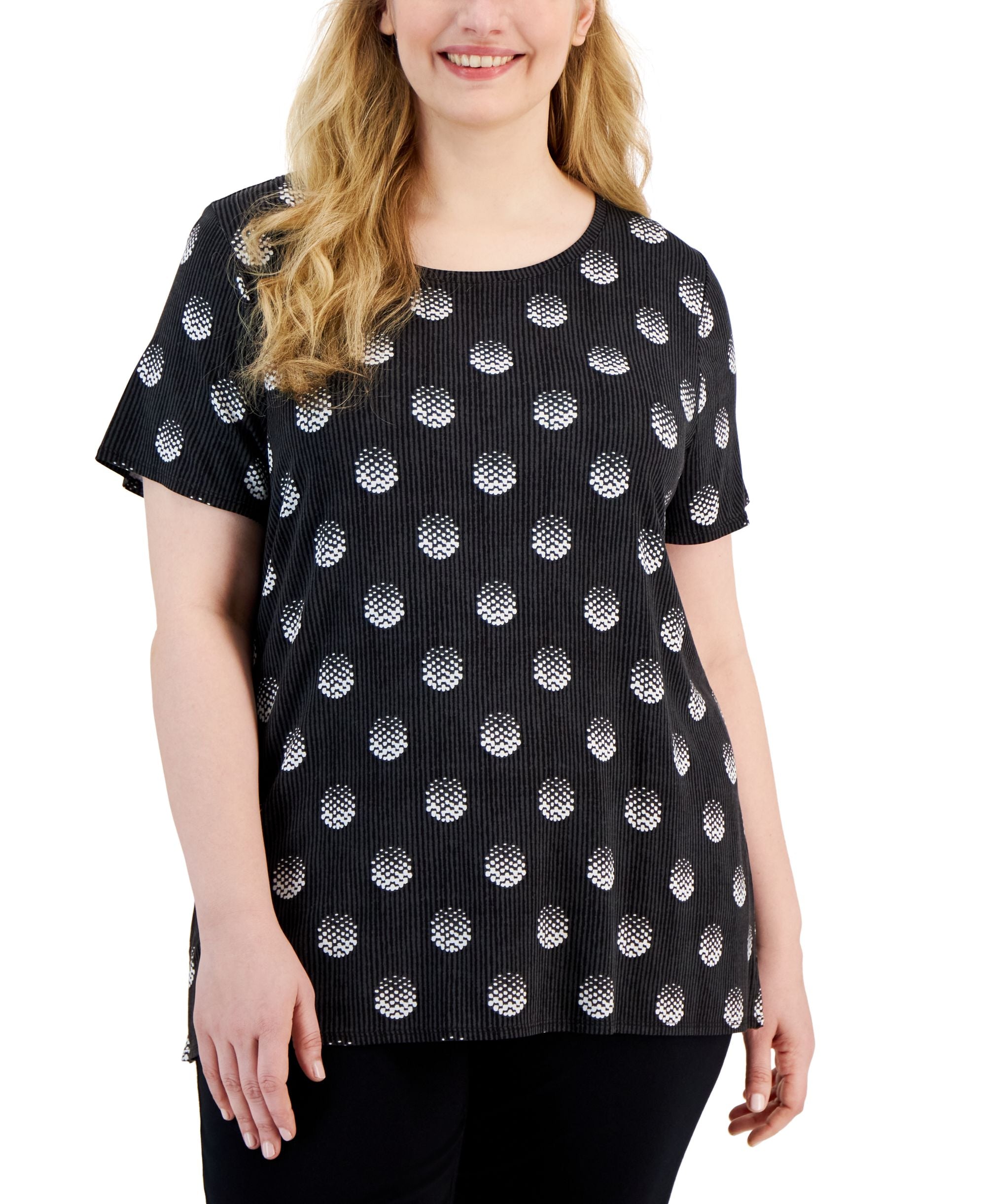 Alfani Plus Size Pixel Dot Print Short Sleeve T-Shirt