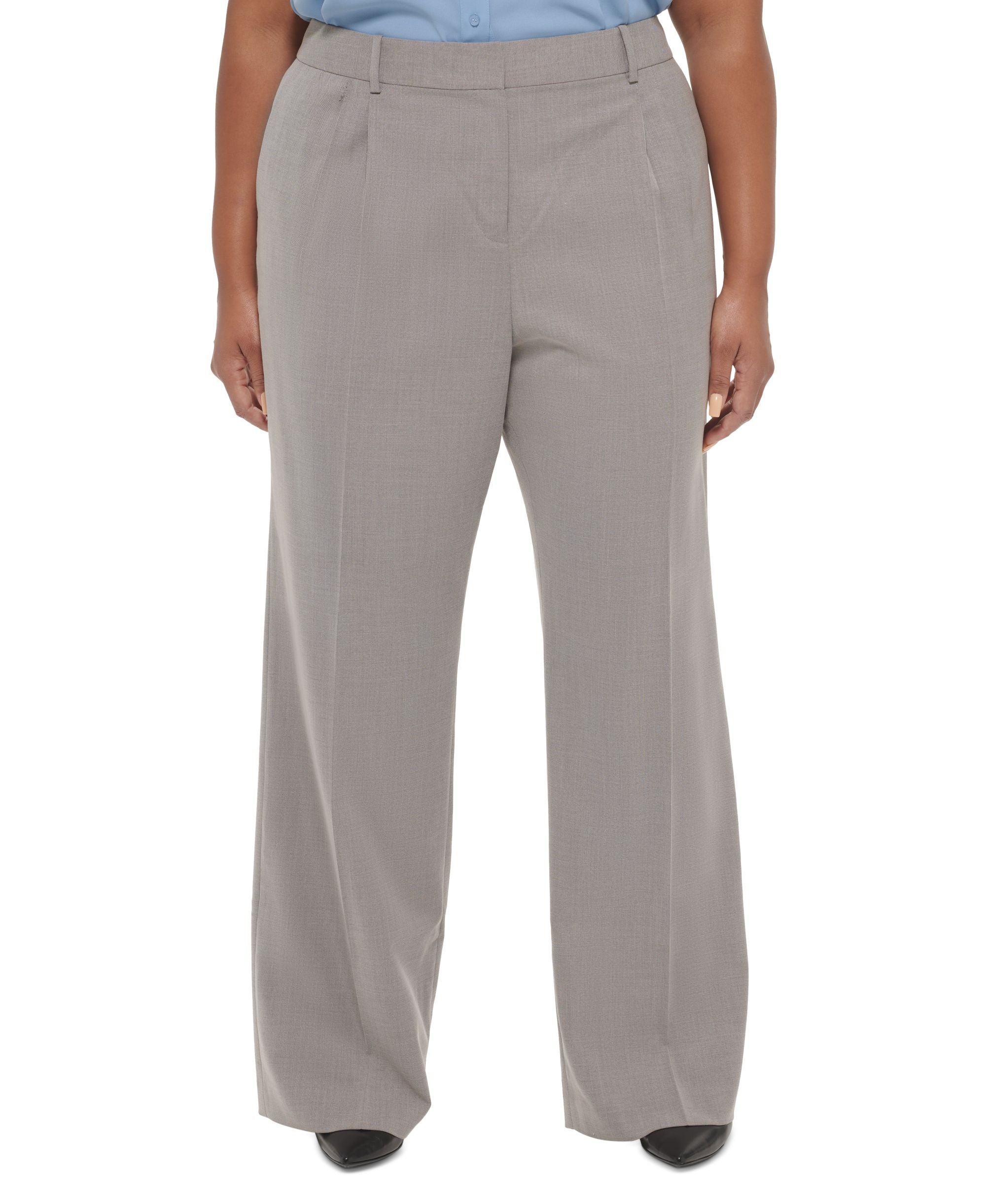Plus Size Mid-Rise Wide-Leg Full-Length Pants