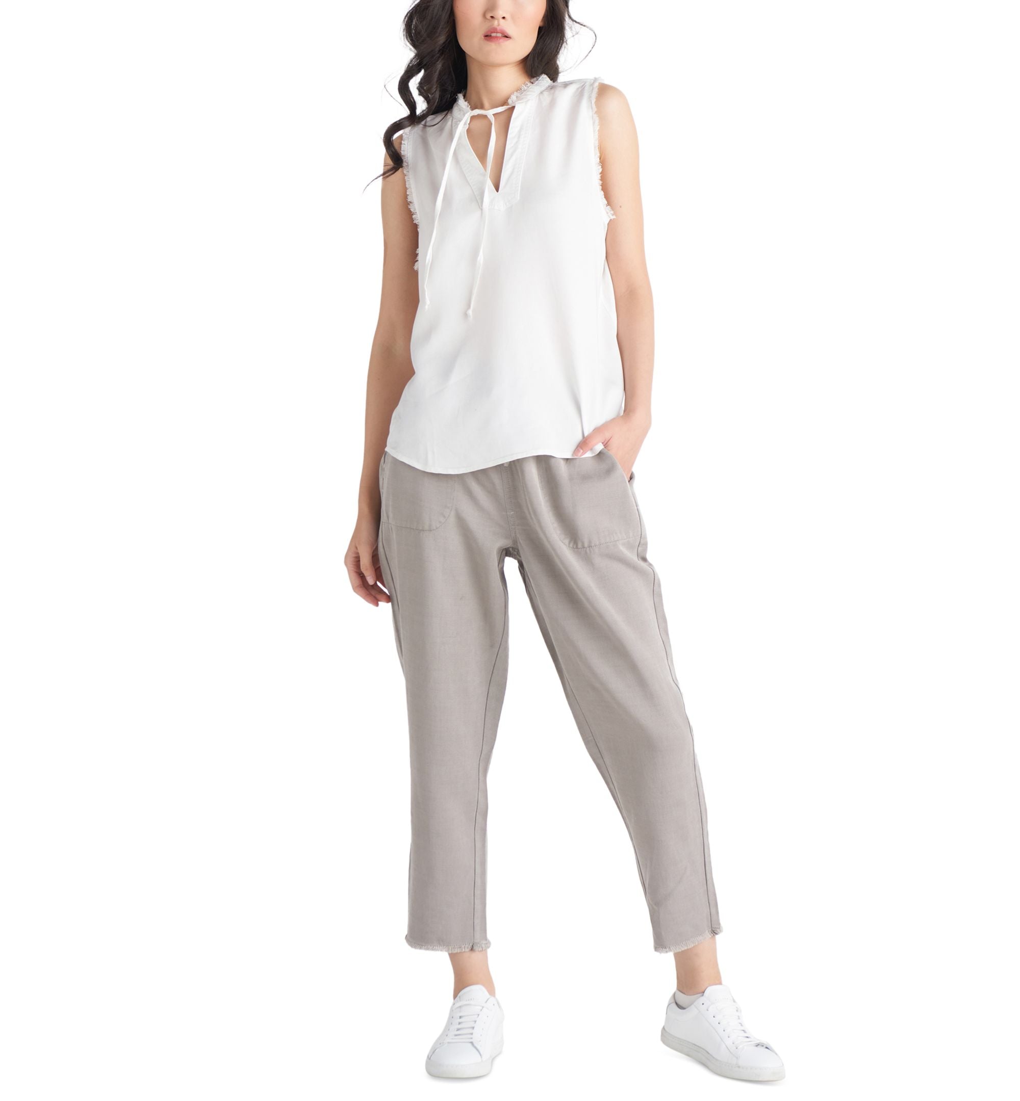 Women's Frayed-Hem Pull-On Joggers