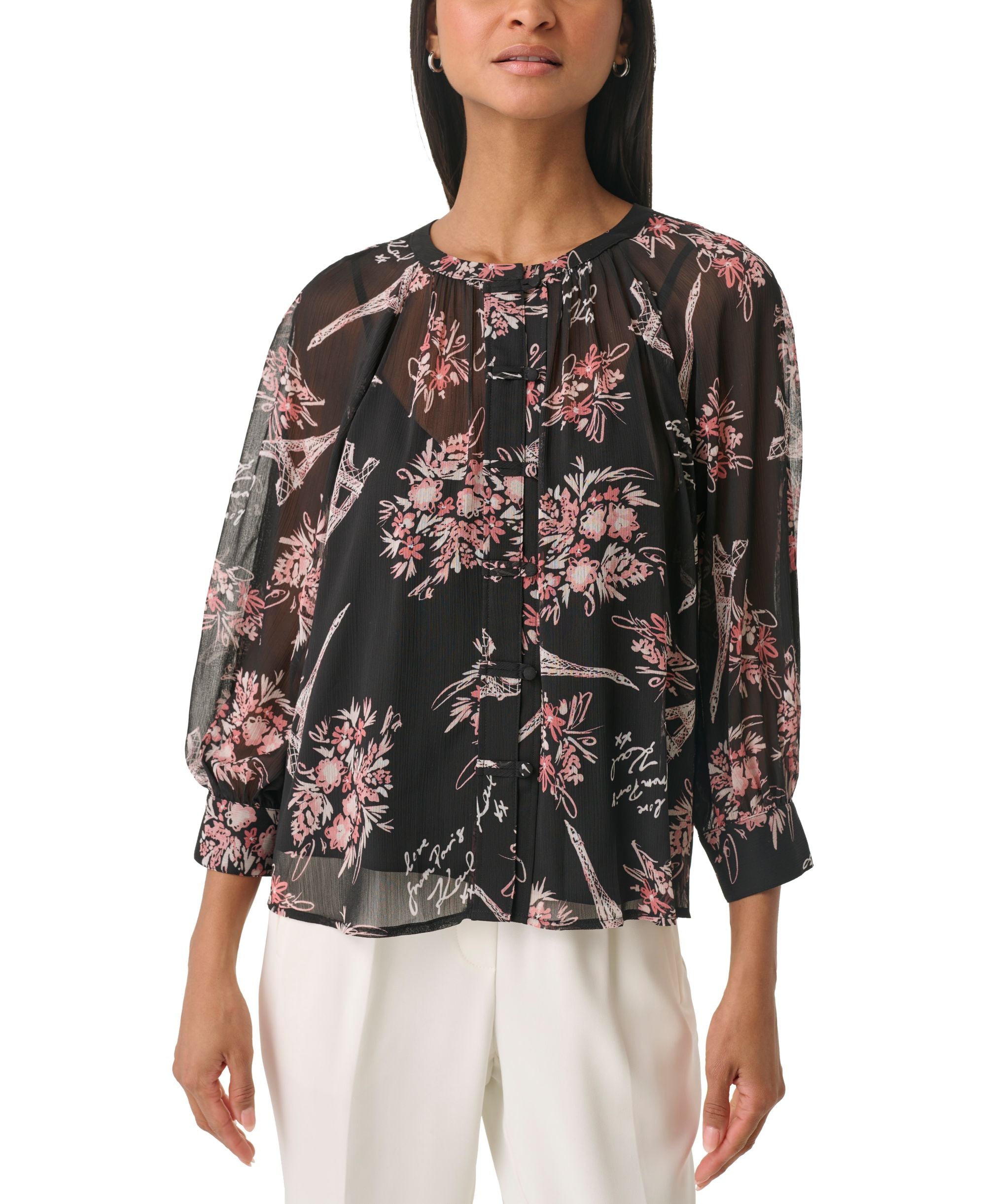 Women's Signature-Print Chiffon Blouse