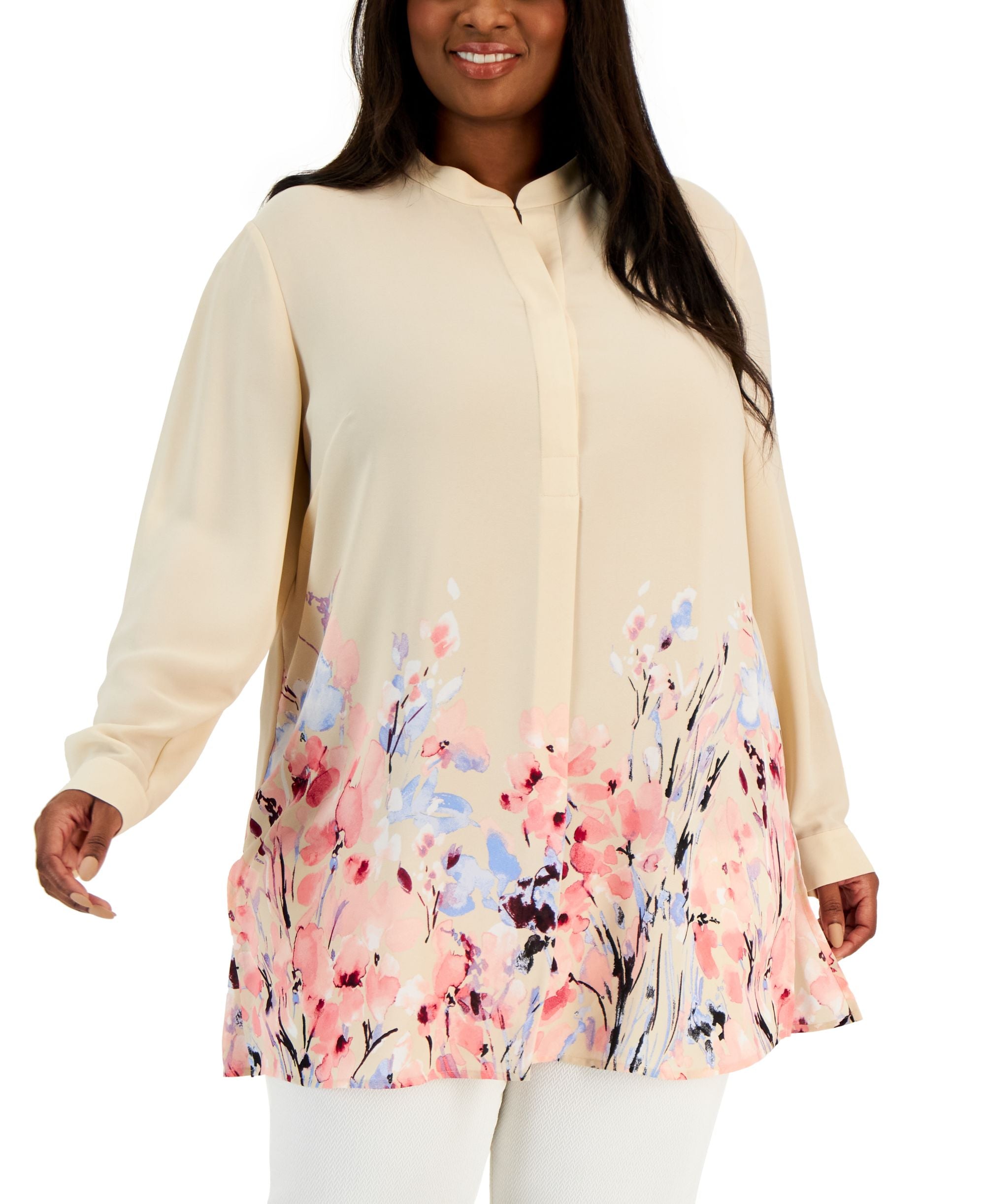 Plus Size Longer Length Nehru Tunic