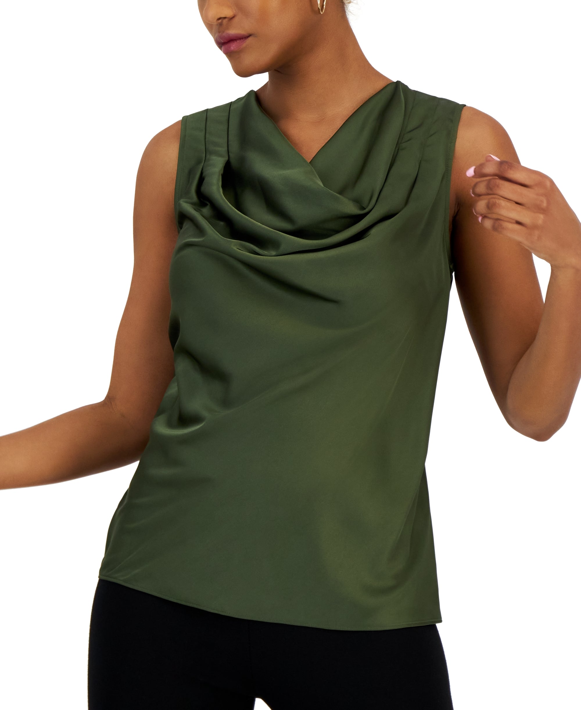Women's Sleeveless Cowlneck Blouse Costa Green L