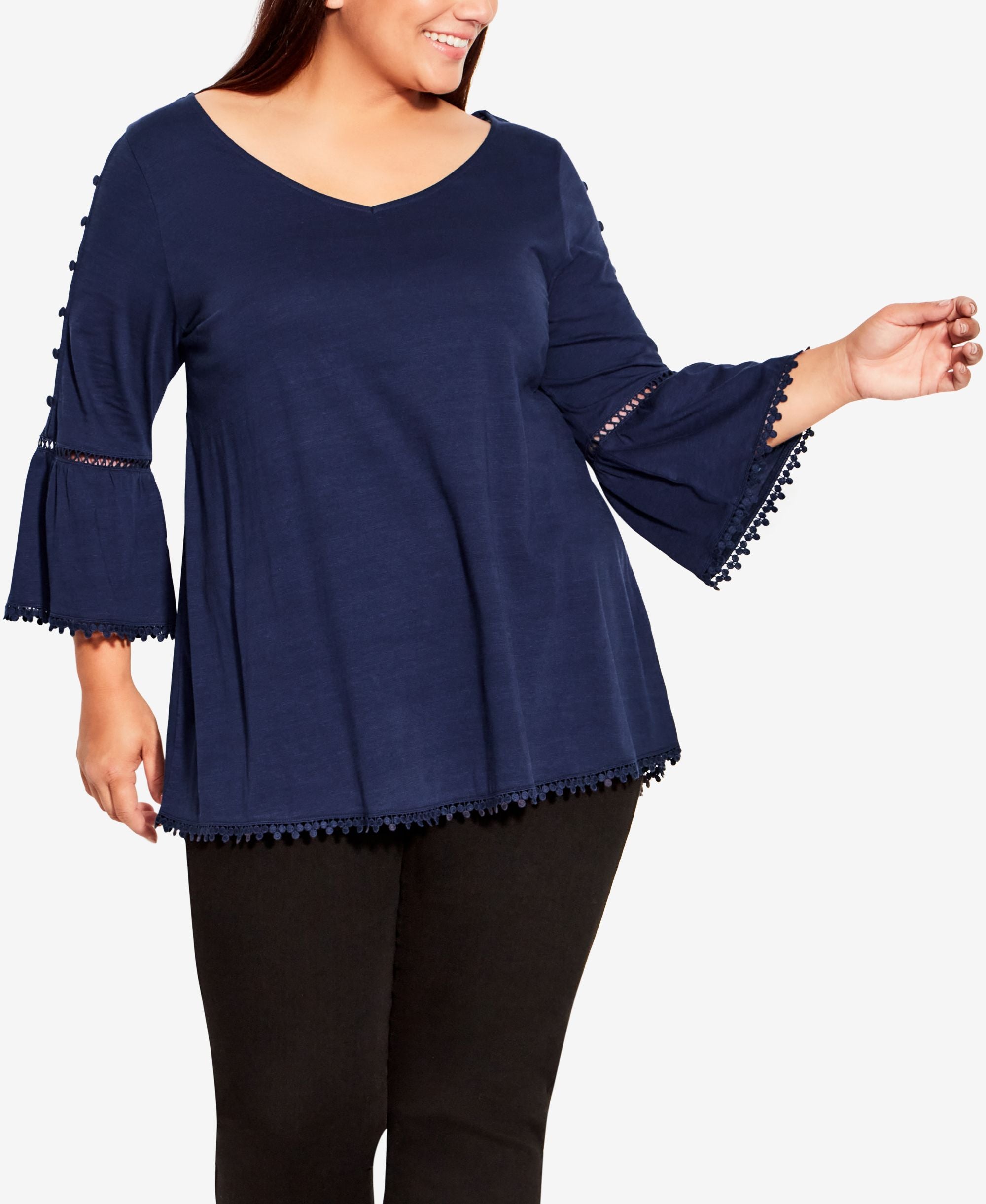 Plus Size Crochet Split Sleeve Top