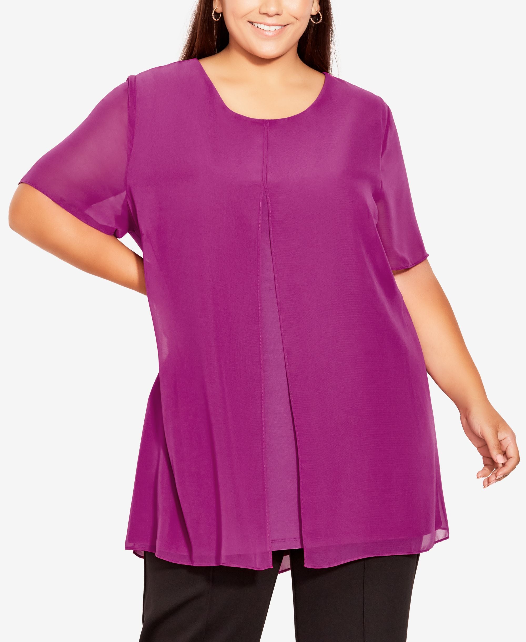Plus Size Liv Overlay Mixed Media Top