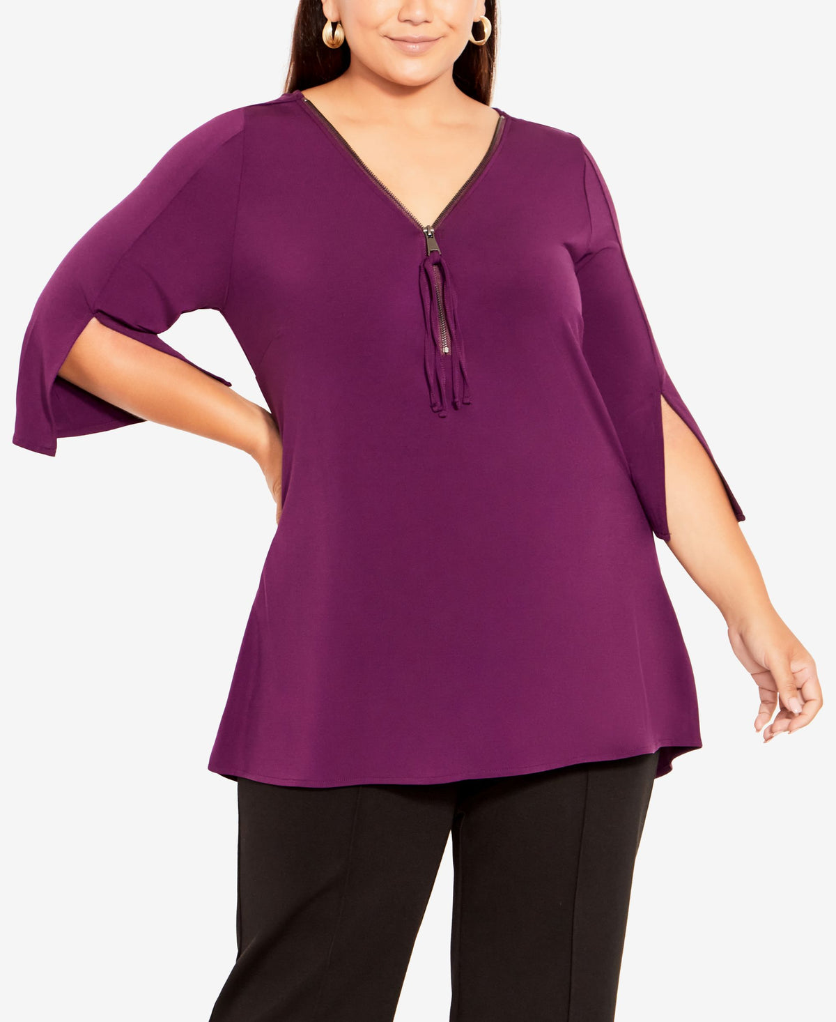 Plus Size Luella Plain V-neck Top