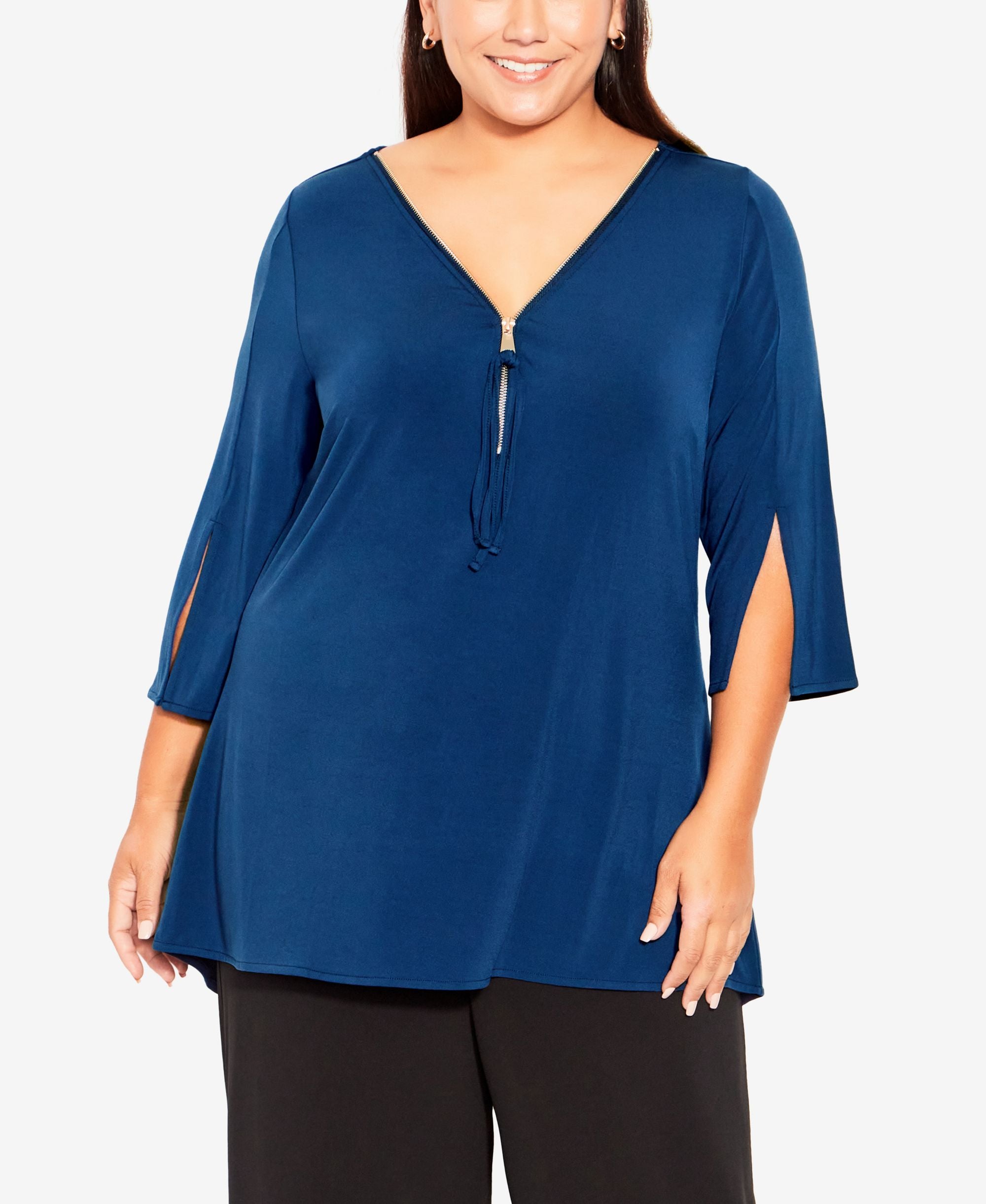 Plus Size Luella Plain V-neck Top