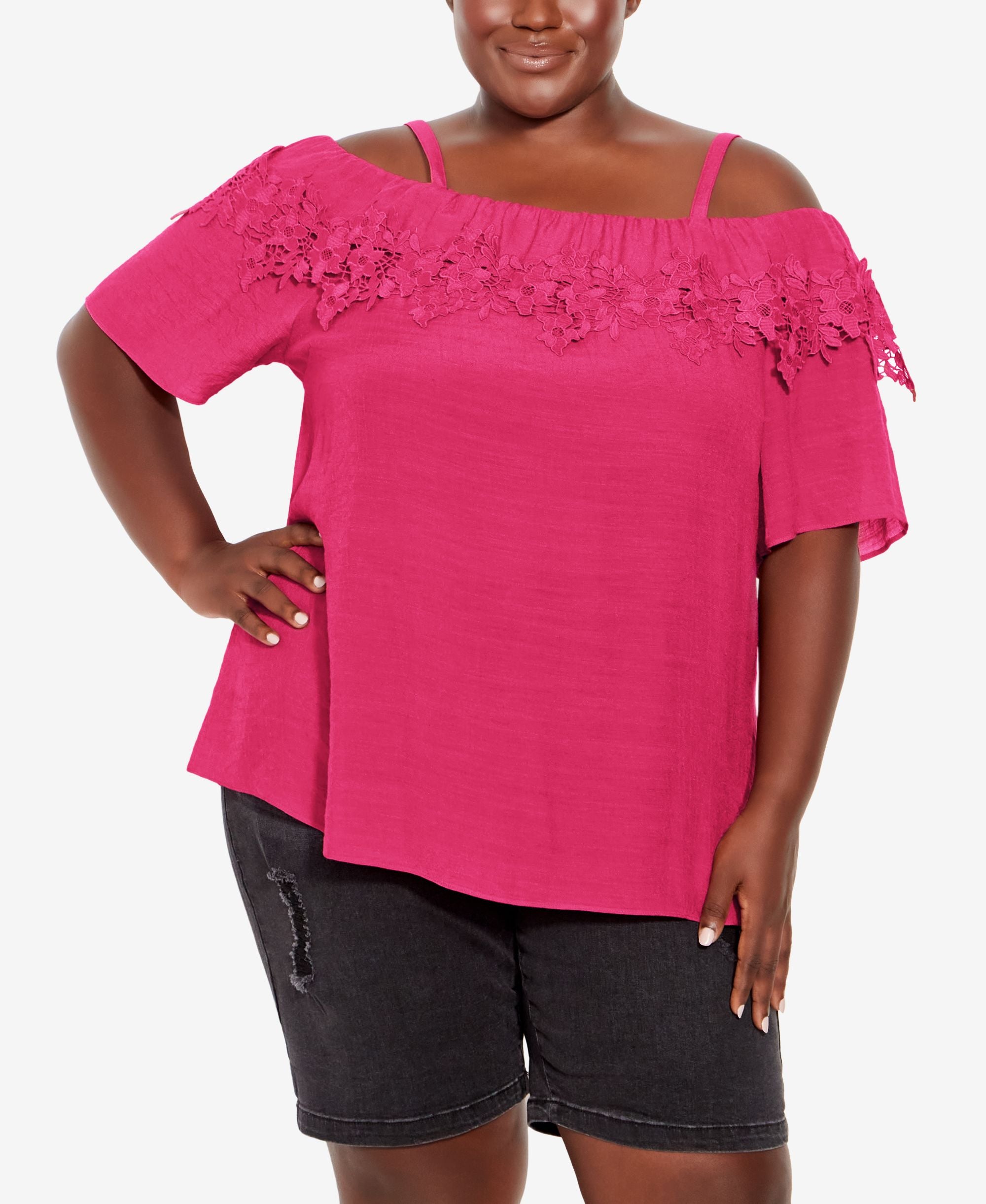 Plus Size Evie Lace Cold Shoulder Top