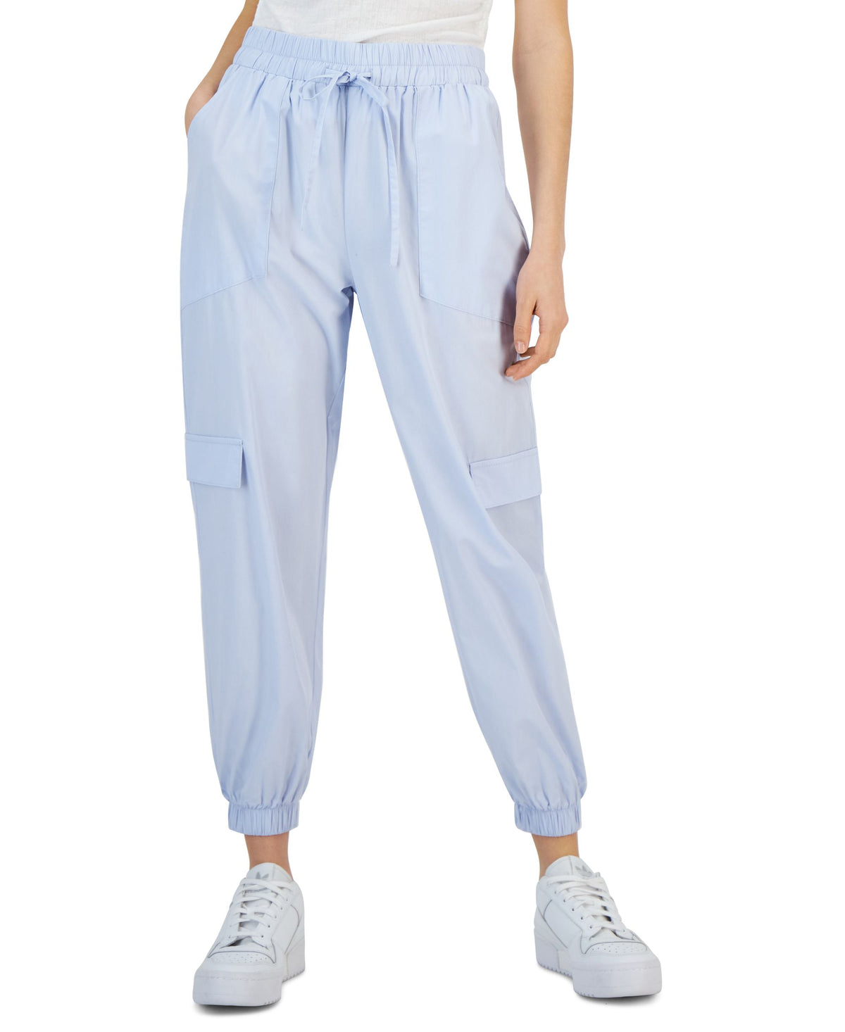 Juniors' Cotton High-Rise Pull-On Cargo Joggers