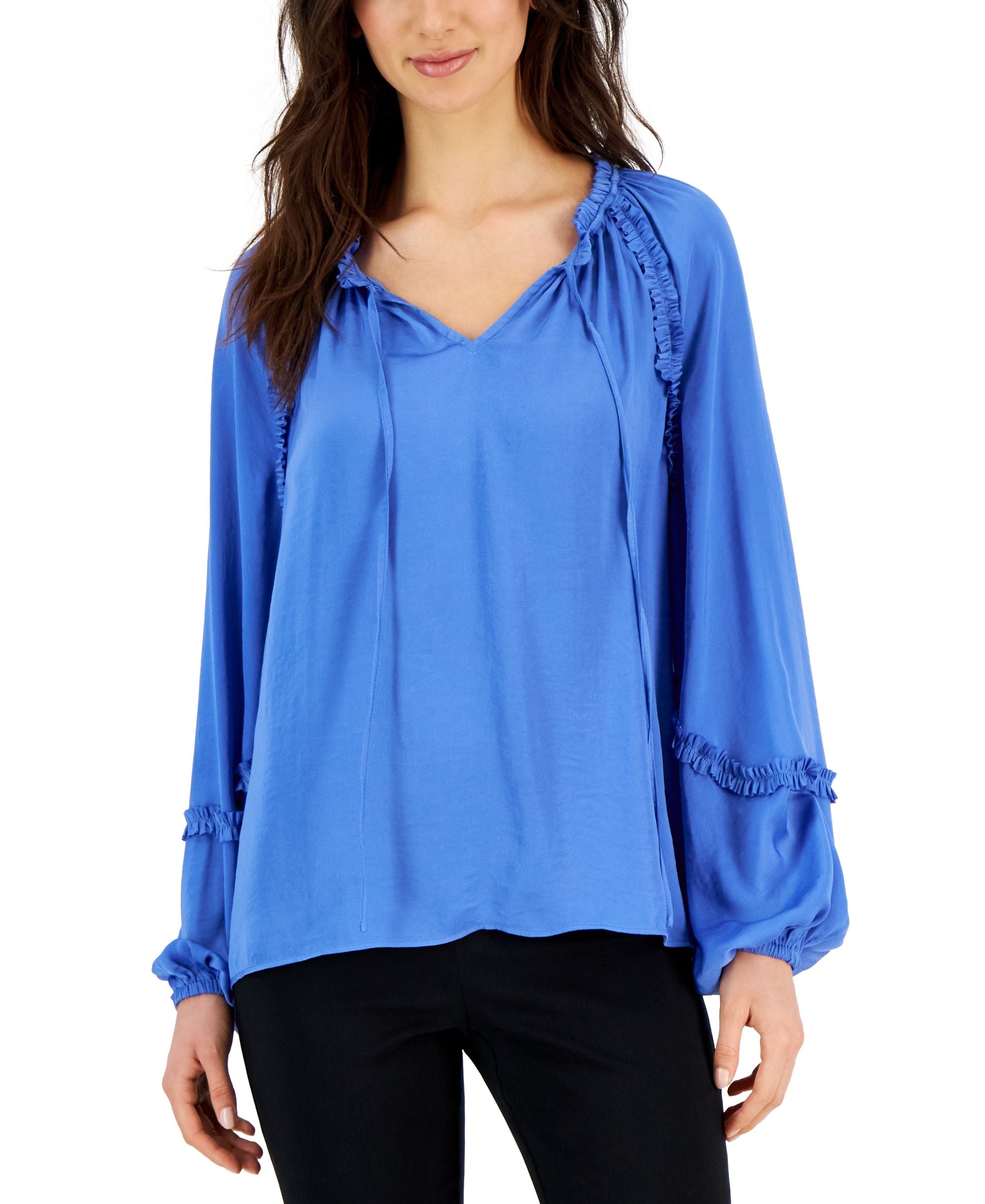 Women's Airflow Ruffled Split-Neck Top