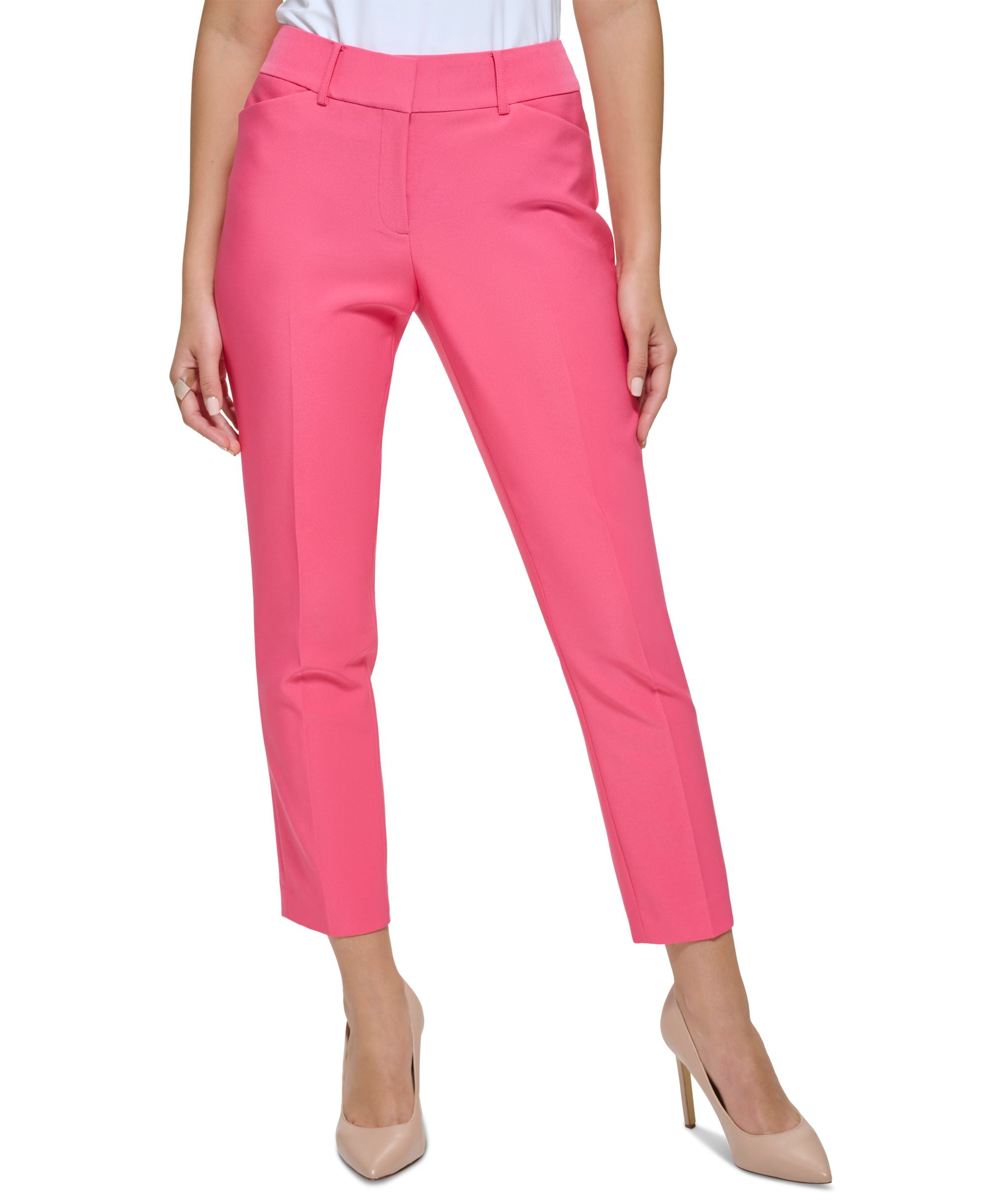 Women's Solid Slim-Fit Straight-Leg Trouser Pants