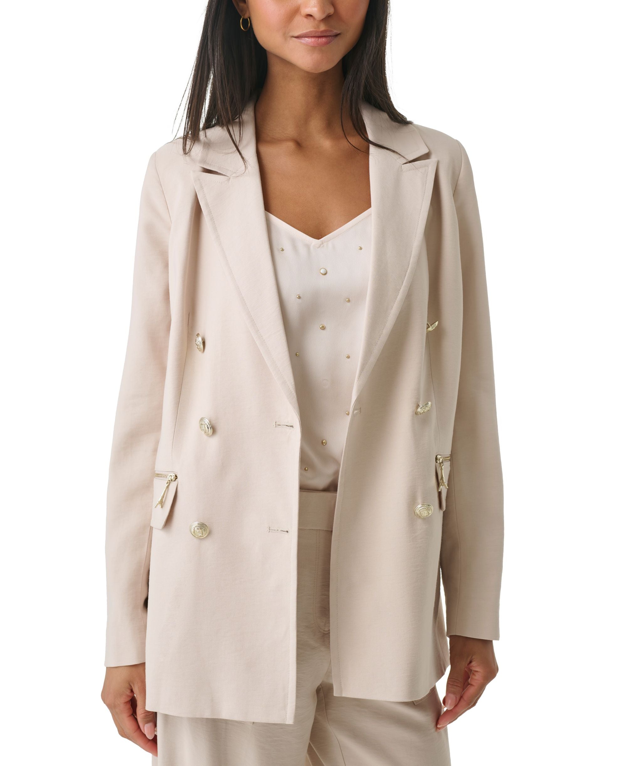 Women's Zip-Pocket Double-Breasted Blazer