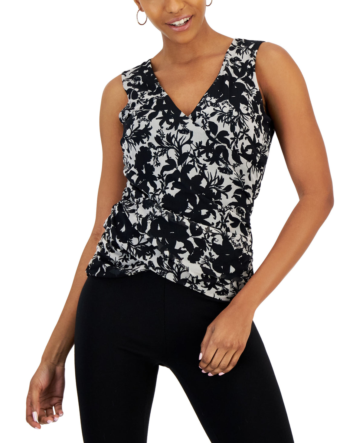 Women's Printed Mesh Crossover Top