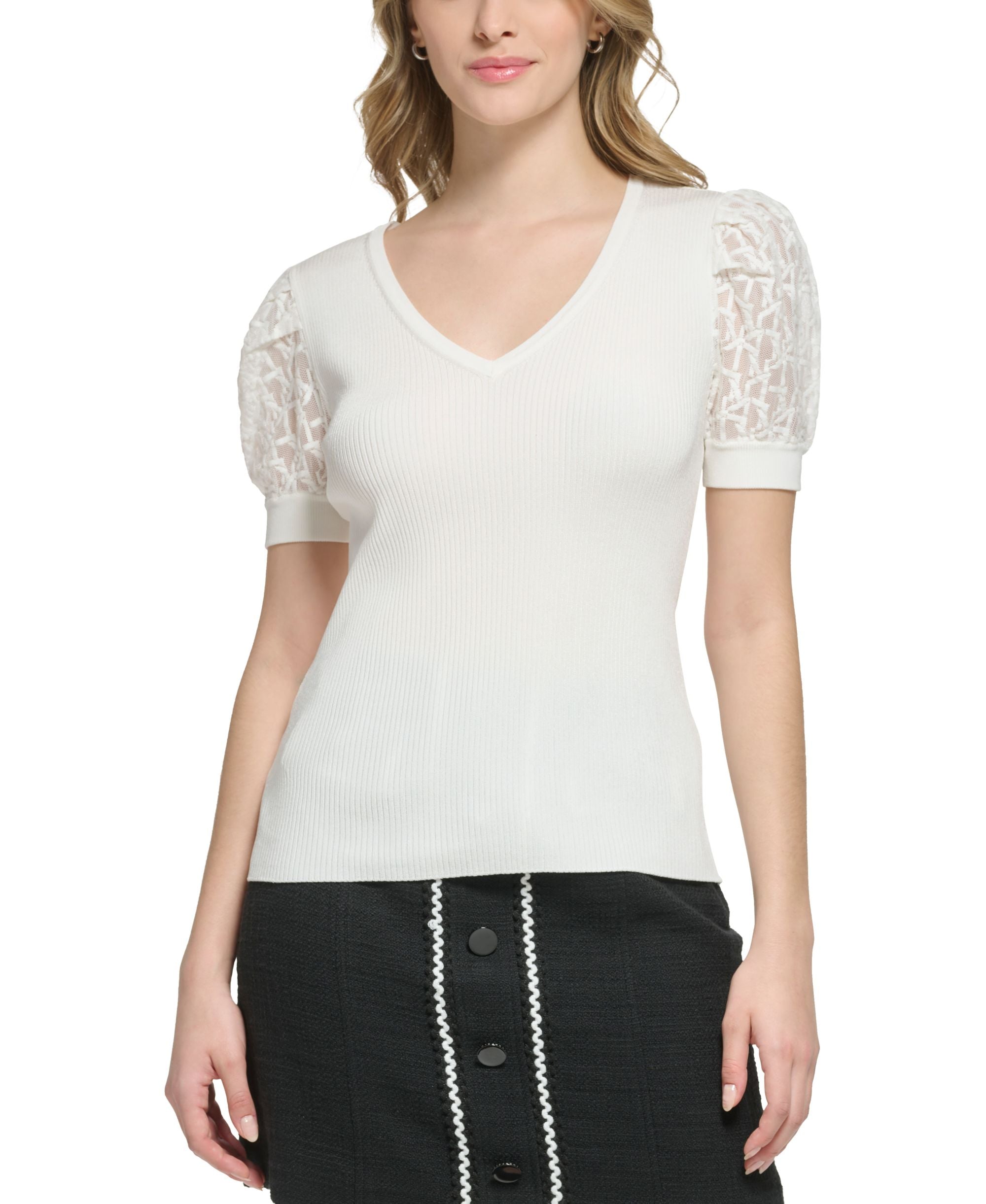 Women's Short Lace Sleeve Sweater