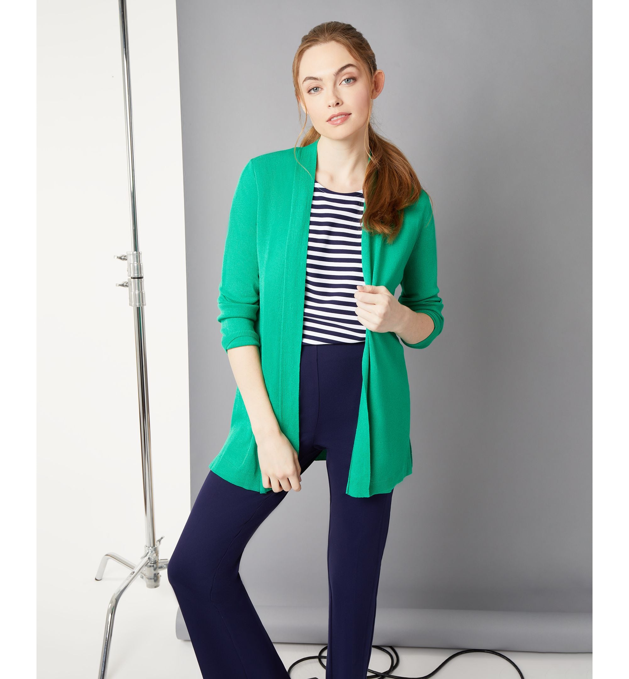 Women's Open Front Cardigan with Novelty Placket Sweater