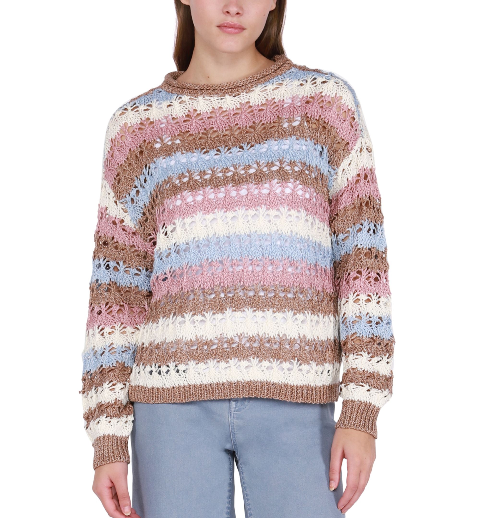 Women's Long-Sleeve Open-Knit Sweater