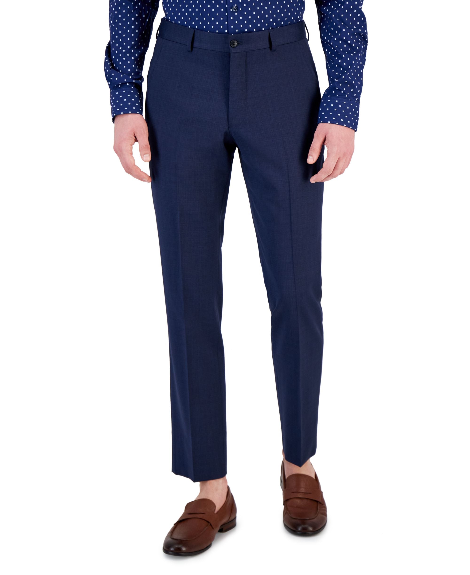 Armani Exchange Men's High Blue Solid Suit Pants
