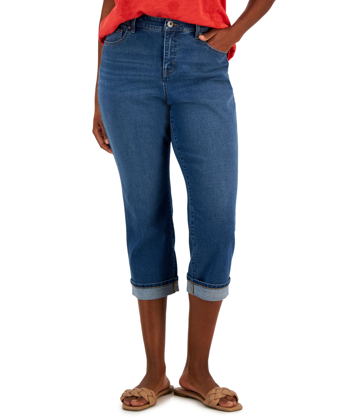 Curvy Cuffed Capri Jeans