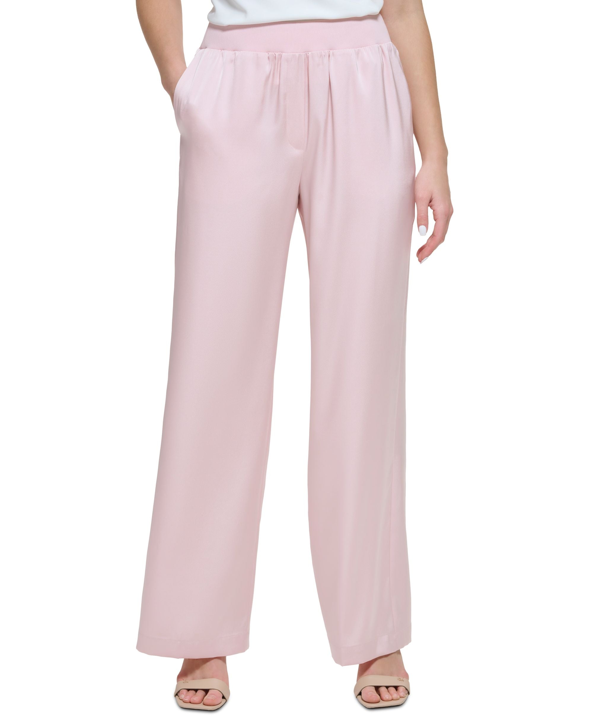 Women's Pull On Wide Leg Satin Pants