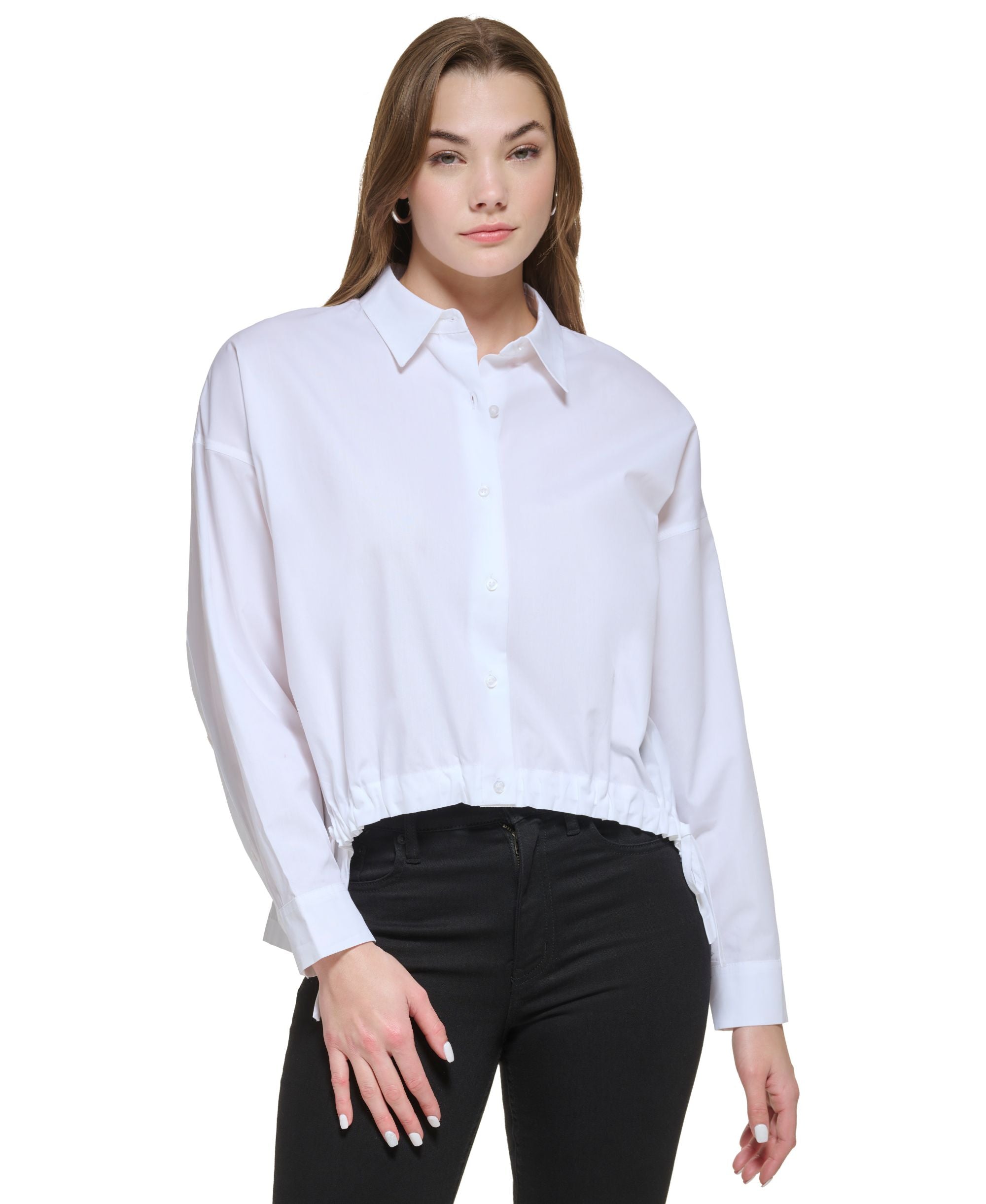 Women's Cinched Waist High Low Shirt