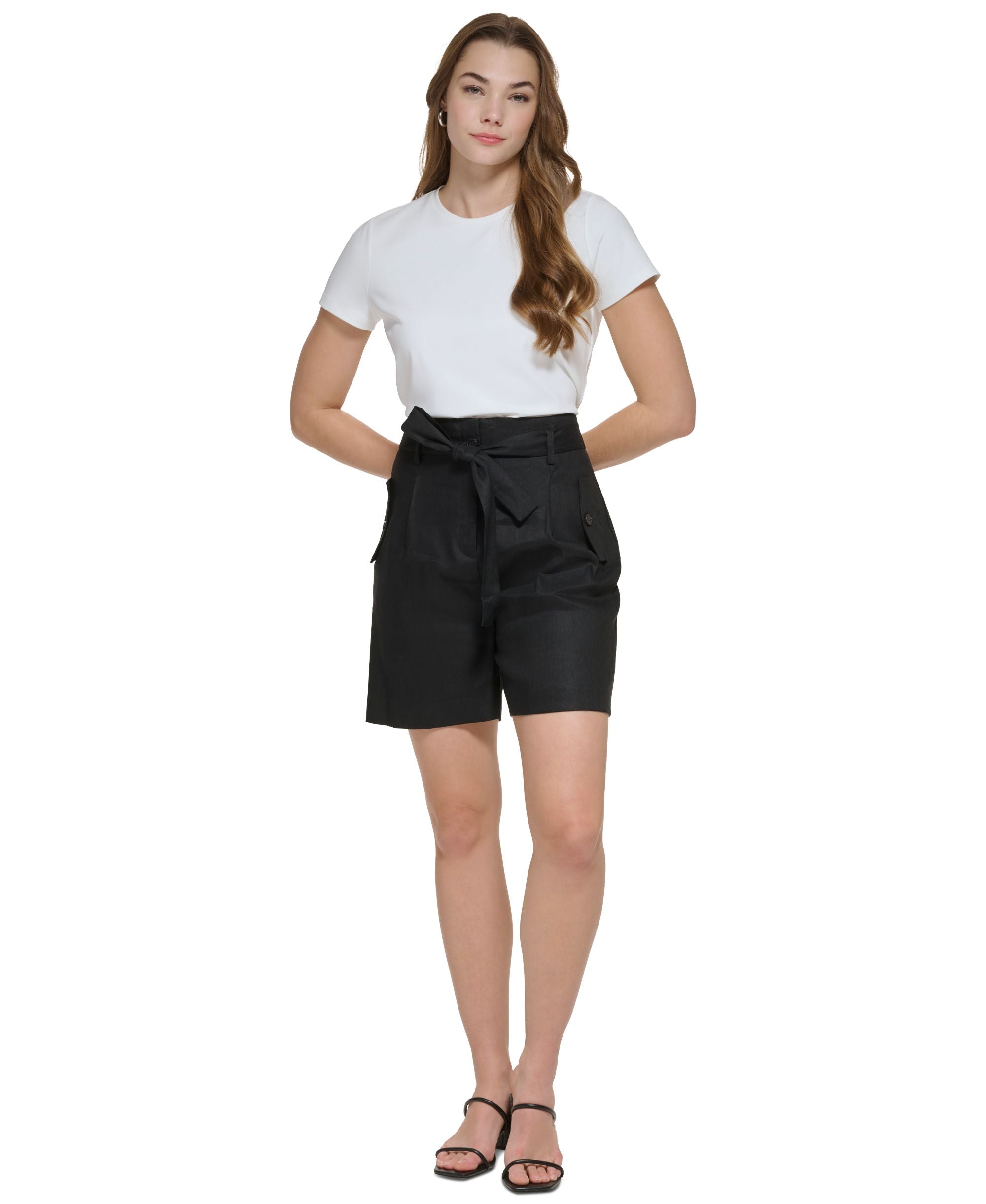 High Waisted Linen Shorts
