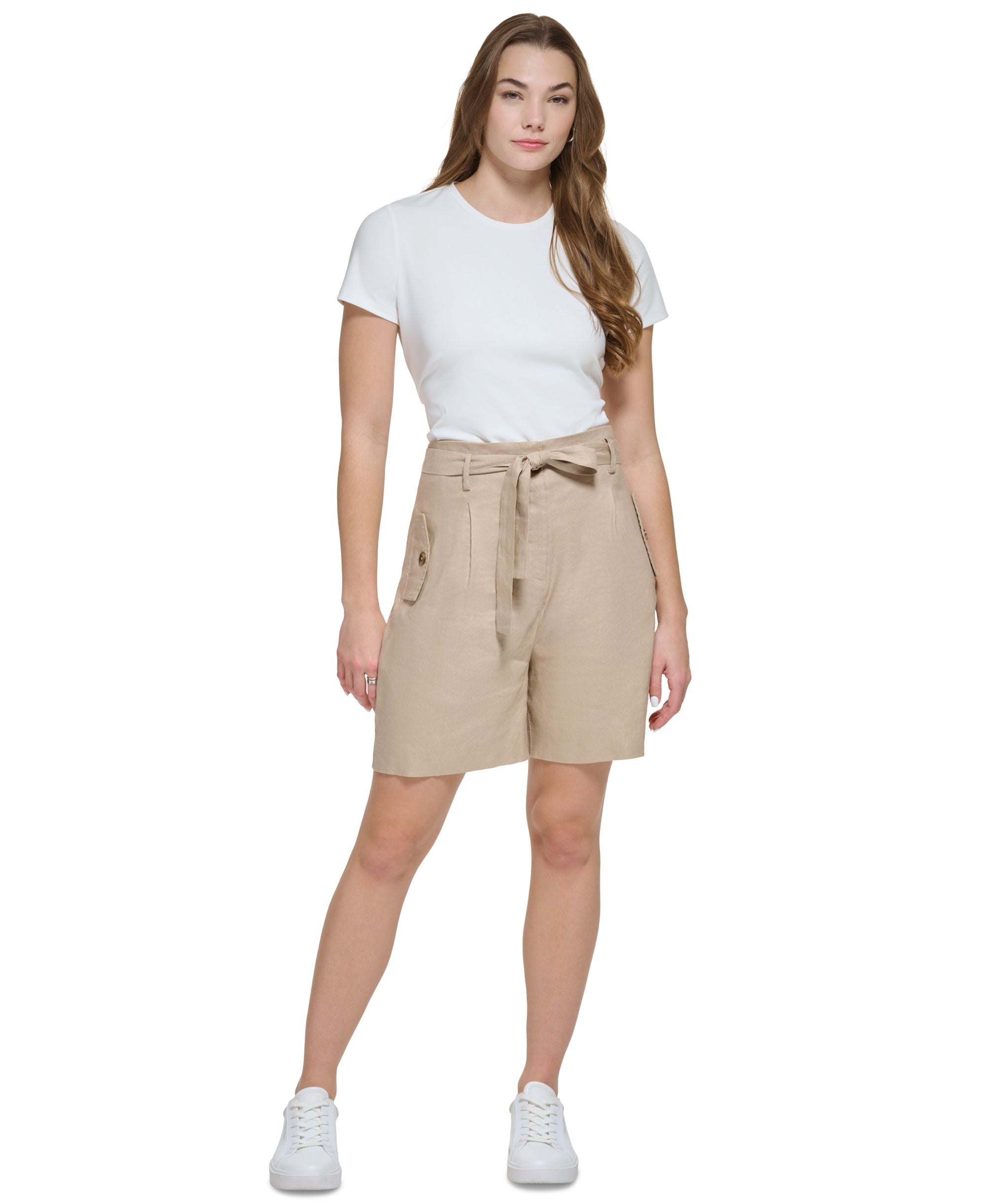 High Waisted Linen Shorts