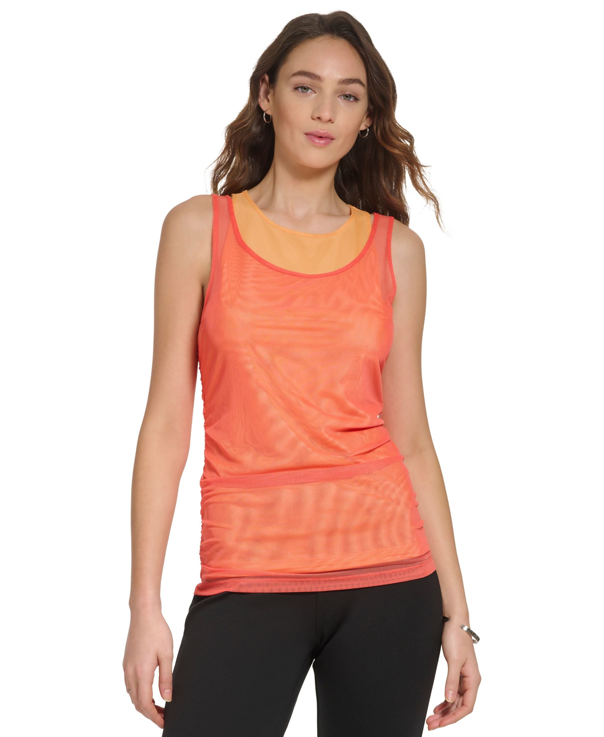 Women's Mesh-Detail Crewneck Sleeveless Tank Top