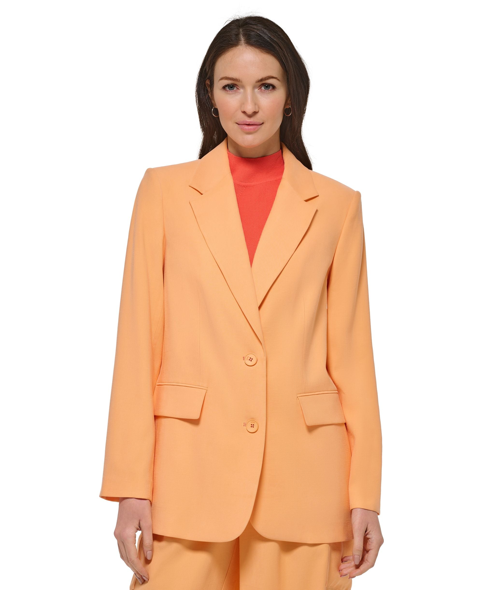 Women's Notch-Collar Flap Pocket Long Sleeve Blazer