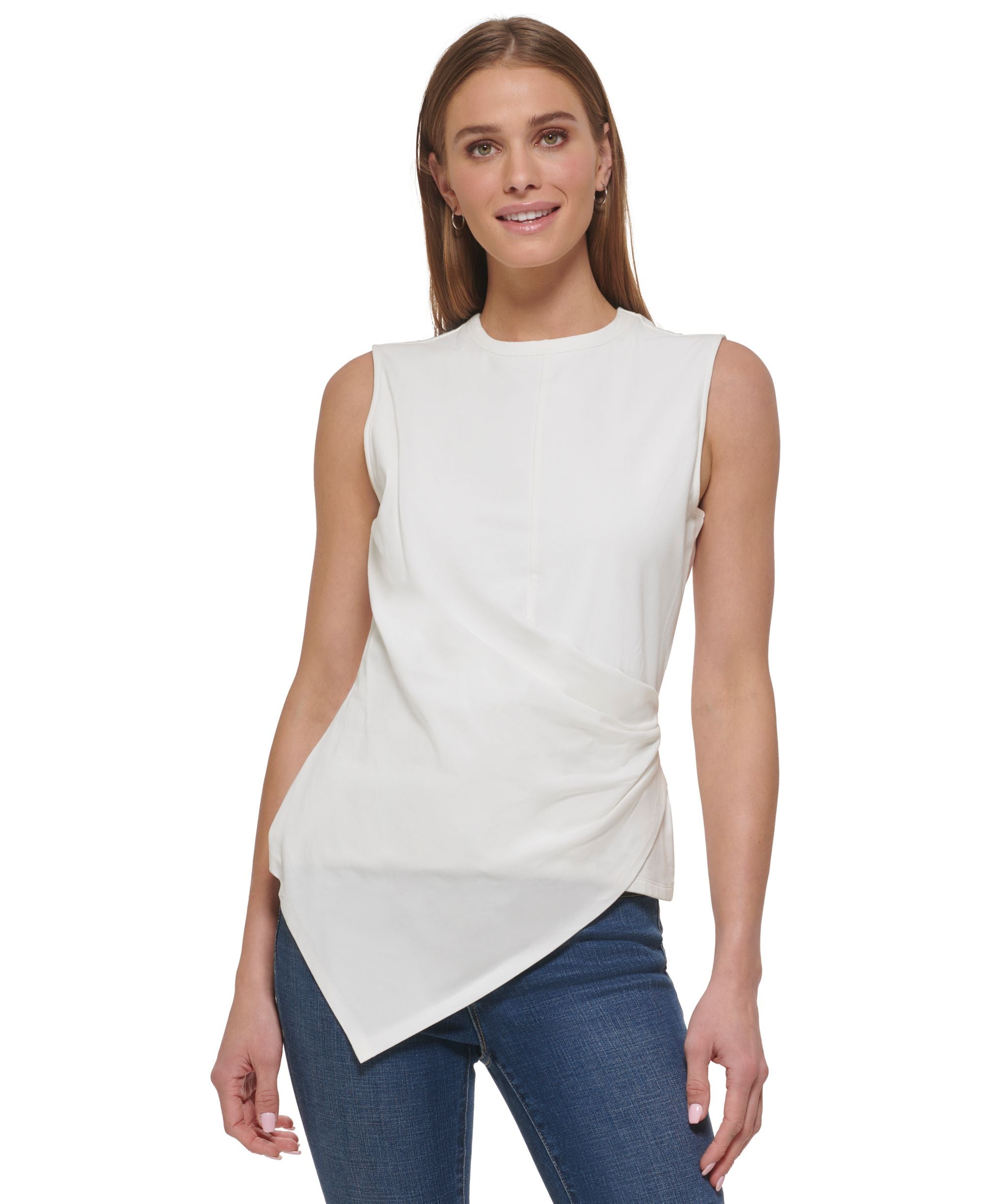 Women's Sleeveless Asymmetrical-Hem Top